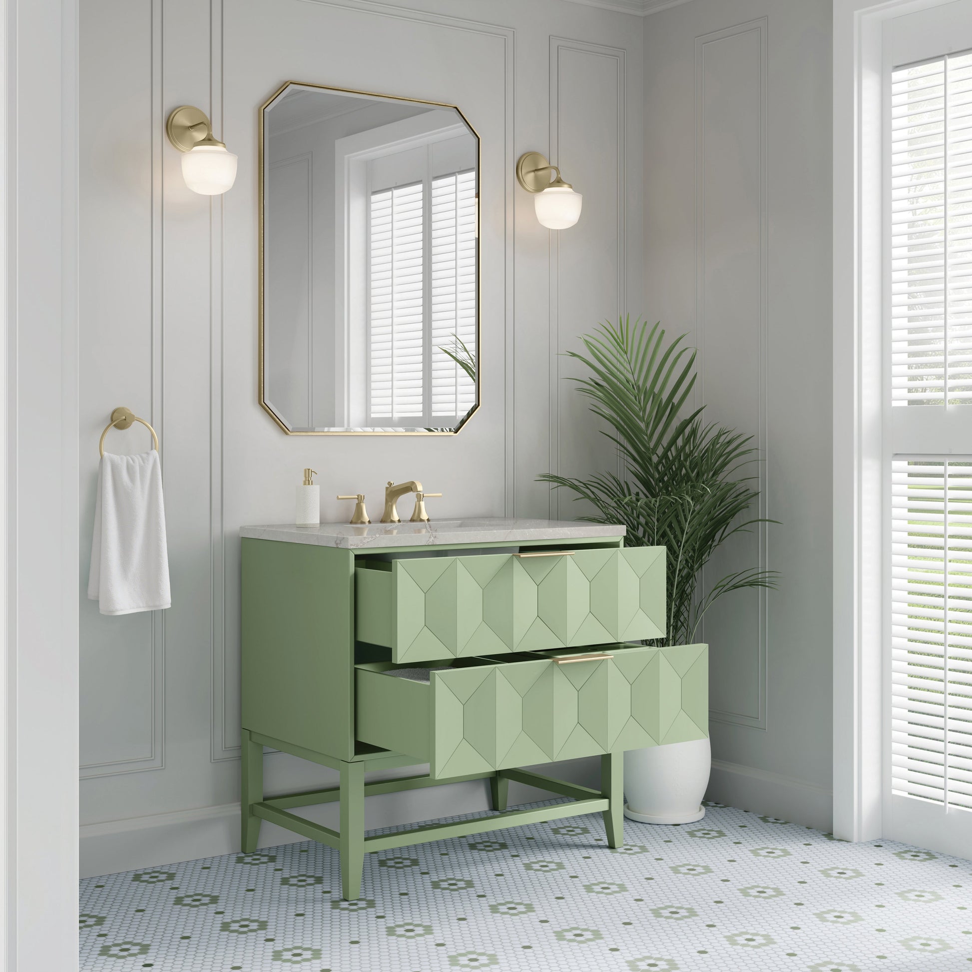 Pistachio / Victorian Silver - 3 Faucet Holes