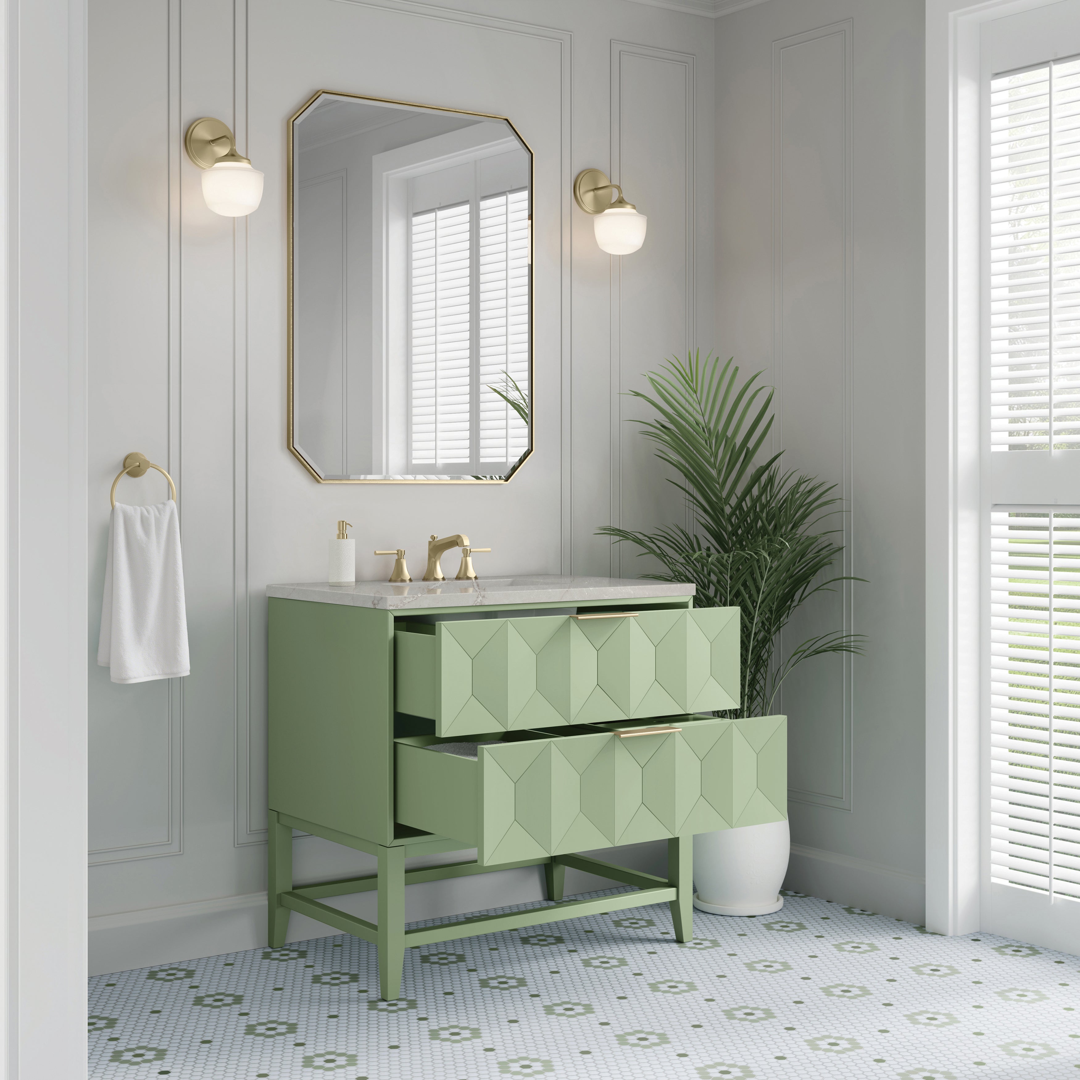 Pistachio / Victorian Silver - 3 Faucet Holes