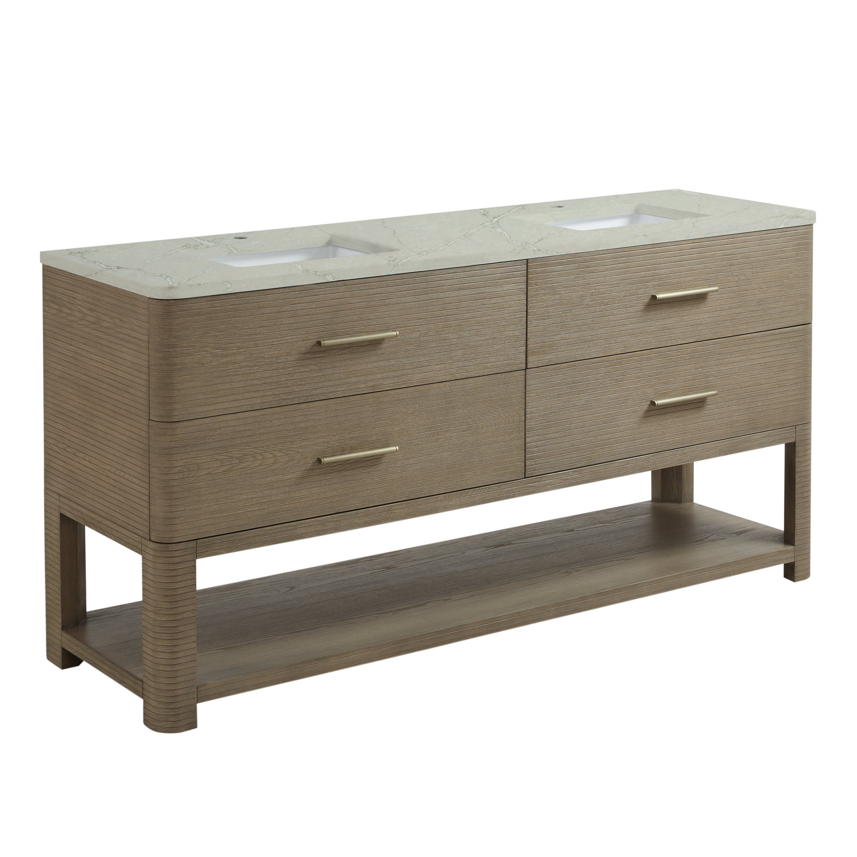 Pebble Oak / Victorian Silver - 1 Faucet Hole