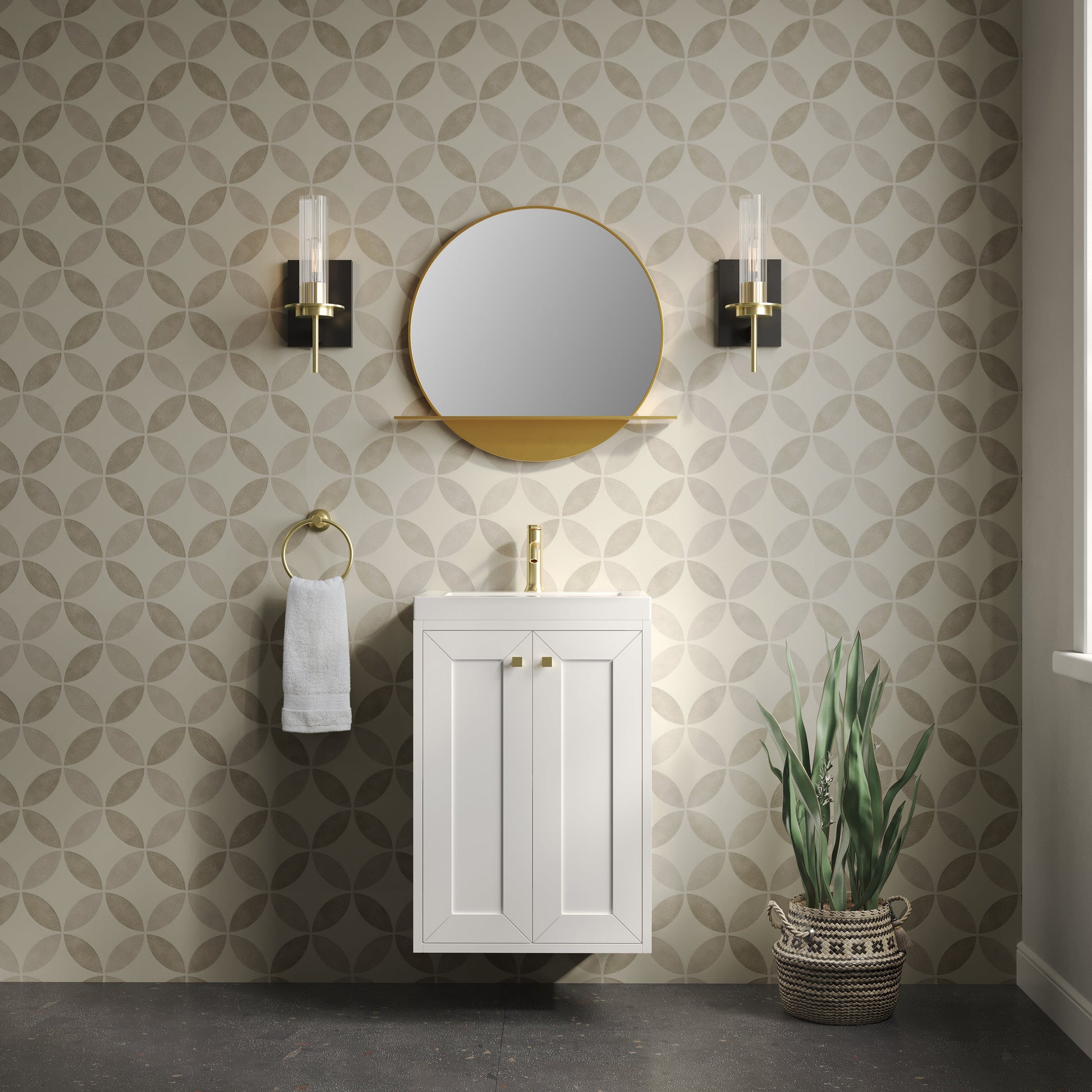 Glossy White / Champagne Brass