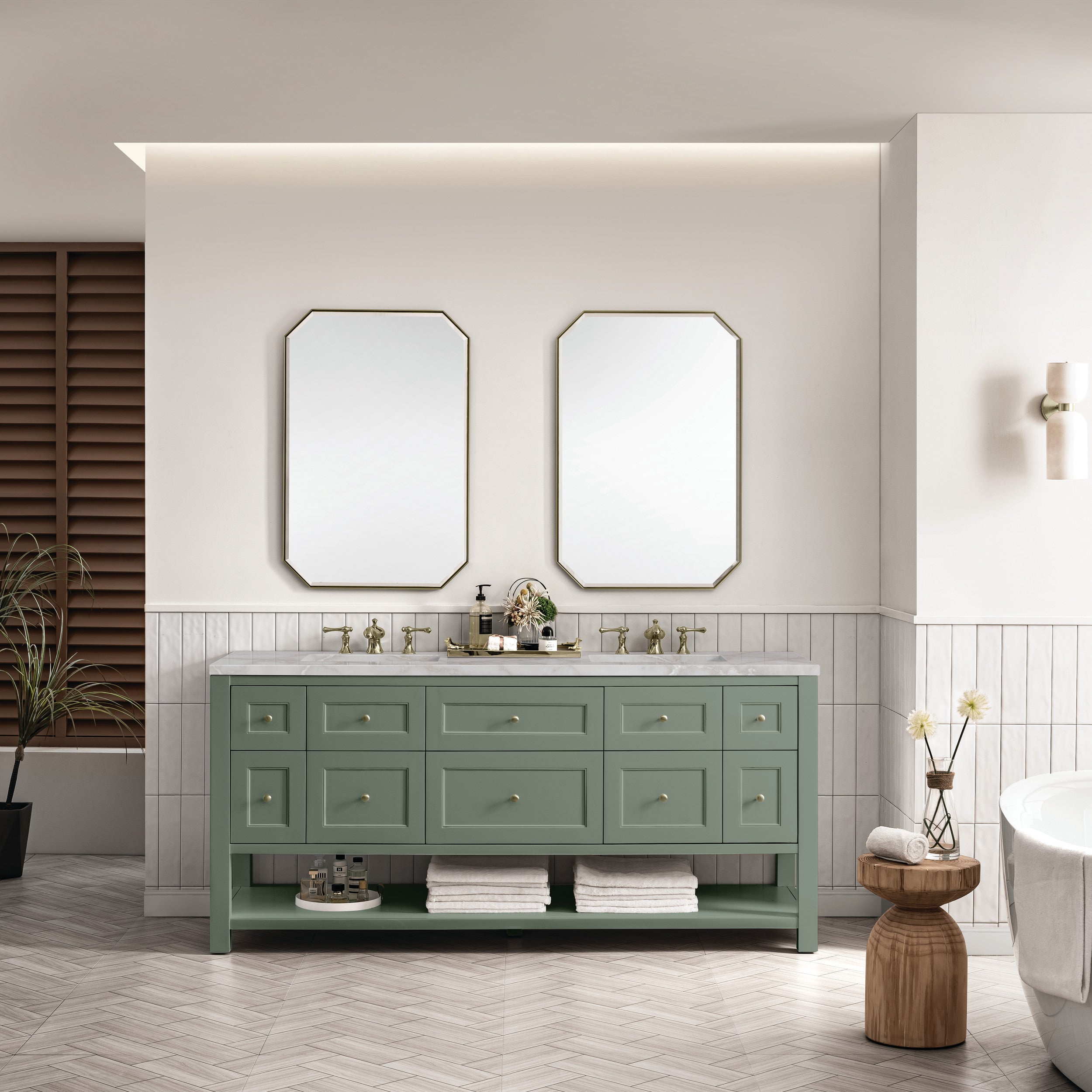 Smokey Celadon / Victorian Silver - 3 Faucet Holes