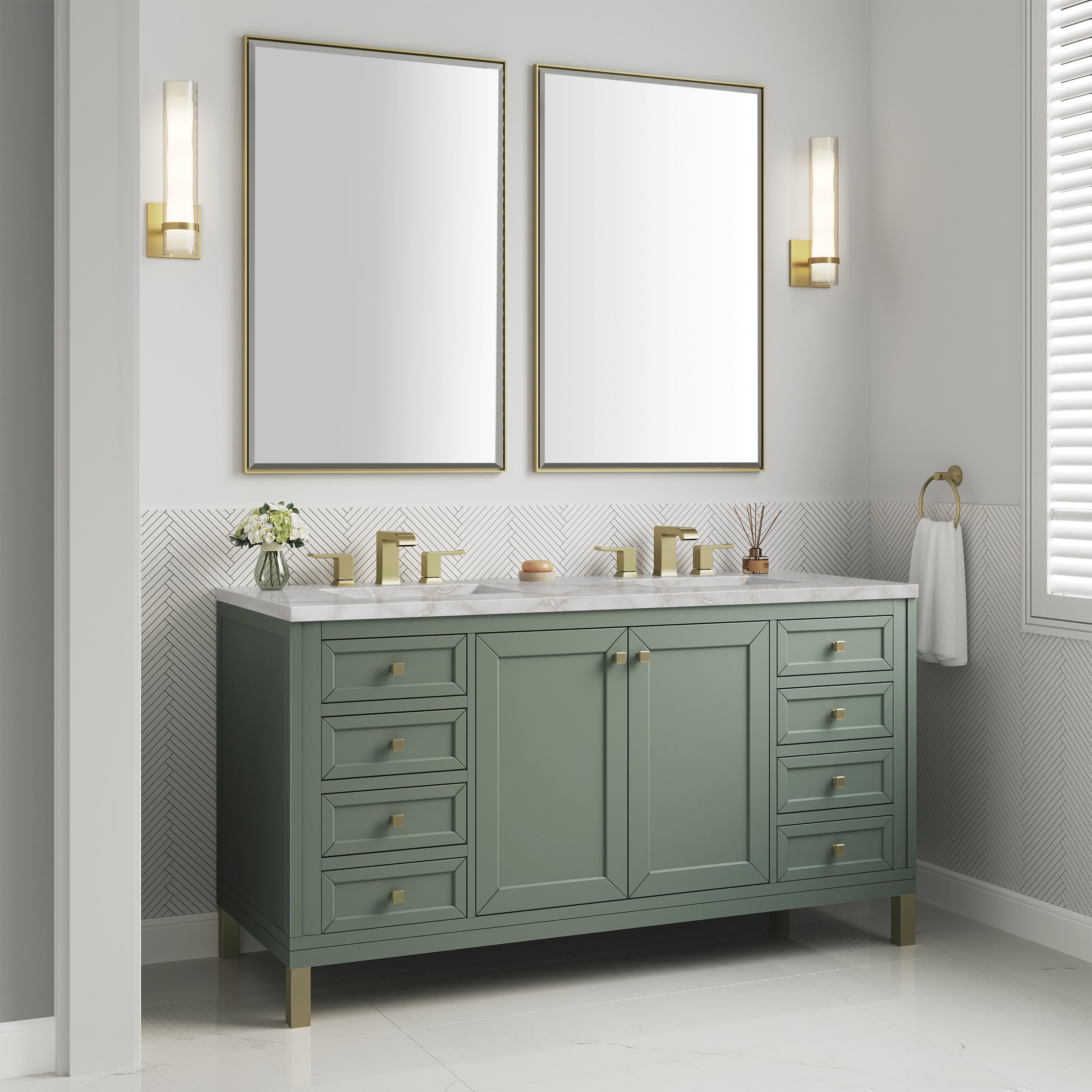 Smokey Celadon / Victorian Silver - 3 Faucet Holes