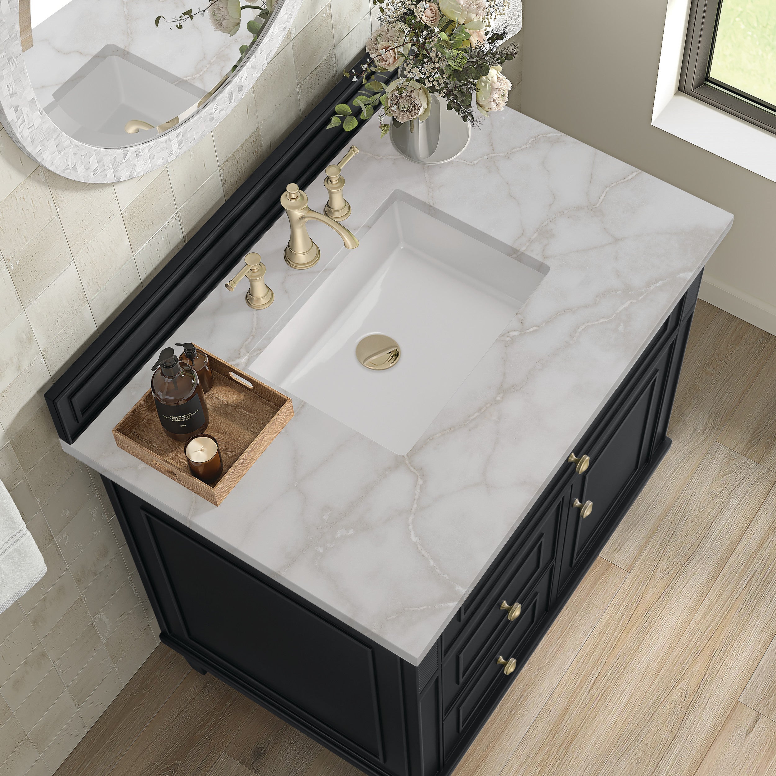 Black Onyx / Victorian Silver - 3 Faucet Holes