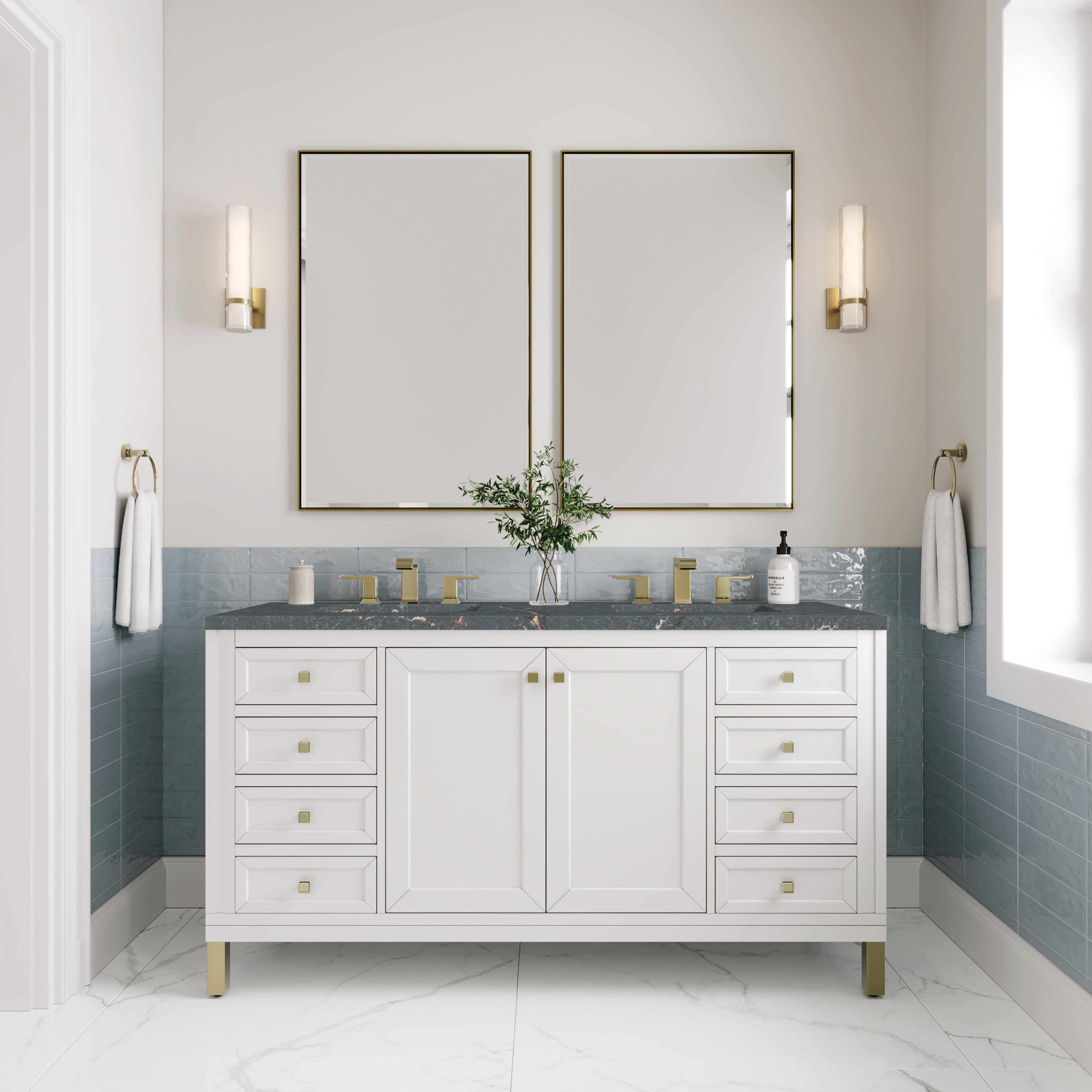 Glossy White / Parisien Bleu - 3 Faucet Holes