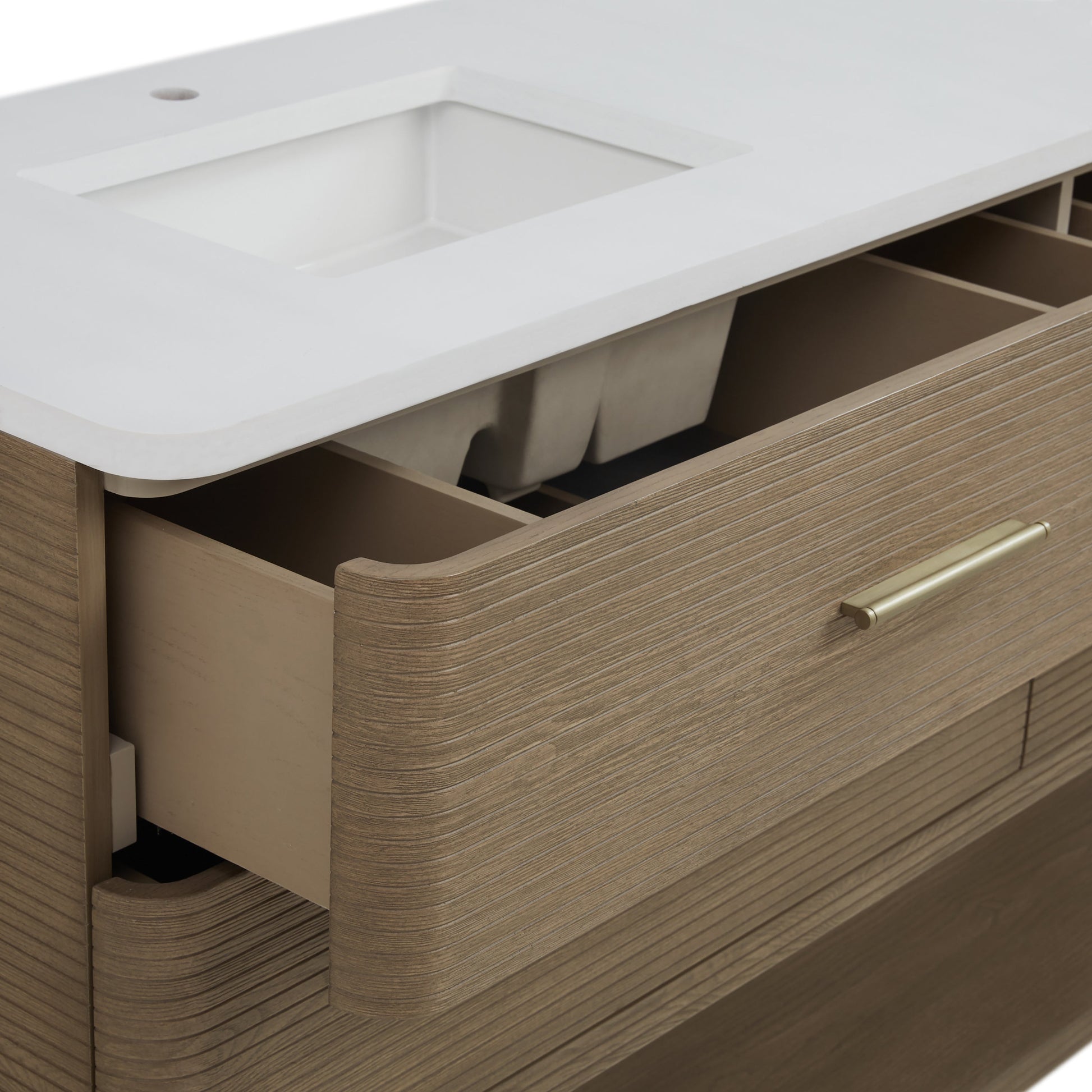 Pebble Oak / White Zeus - 1 Faucet Hole