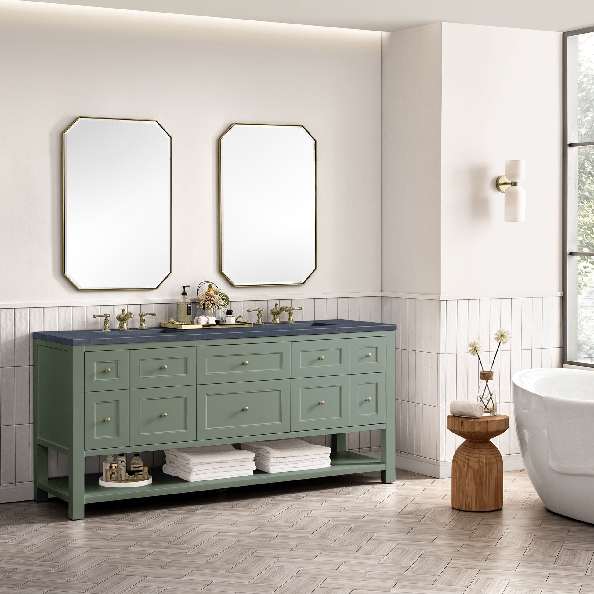 Smokey Celadon / Charcoal Soapstone - 3 Faucet Holes