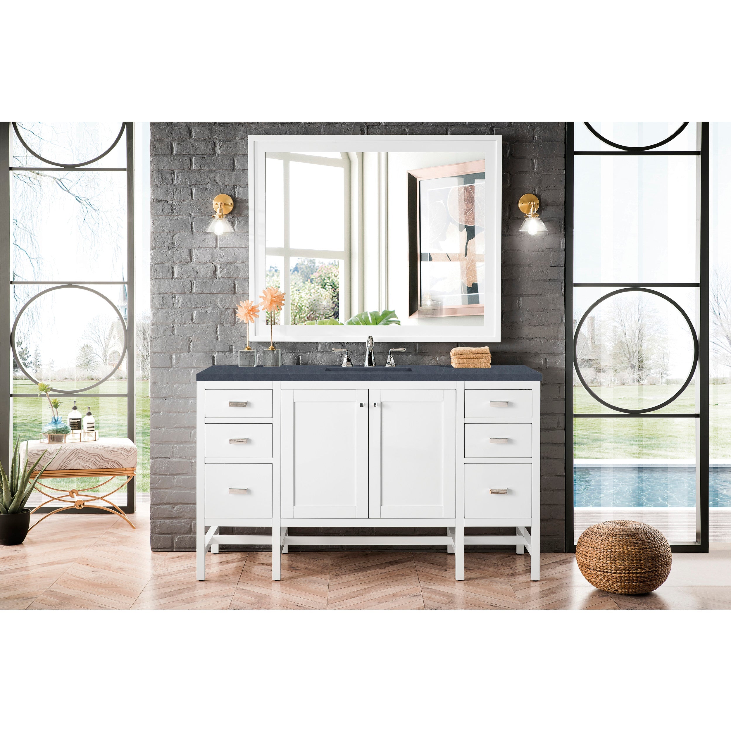 Glossy White / Charcoal Soapstone - 3 Faucet Holes