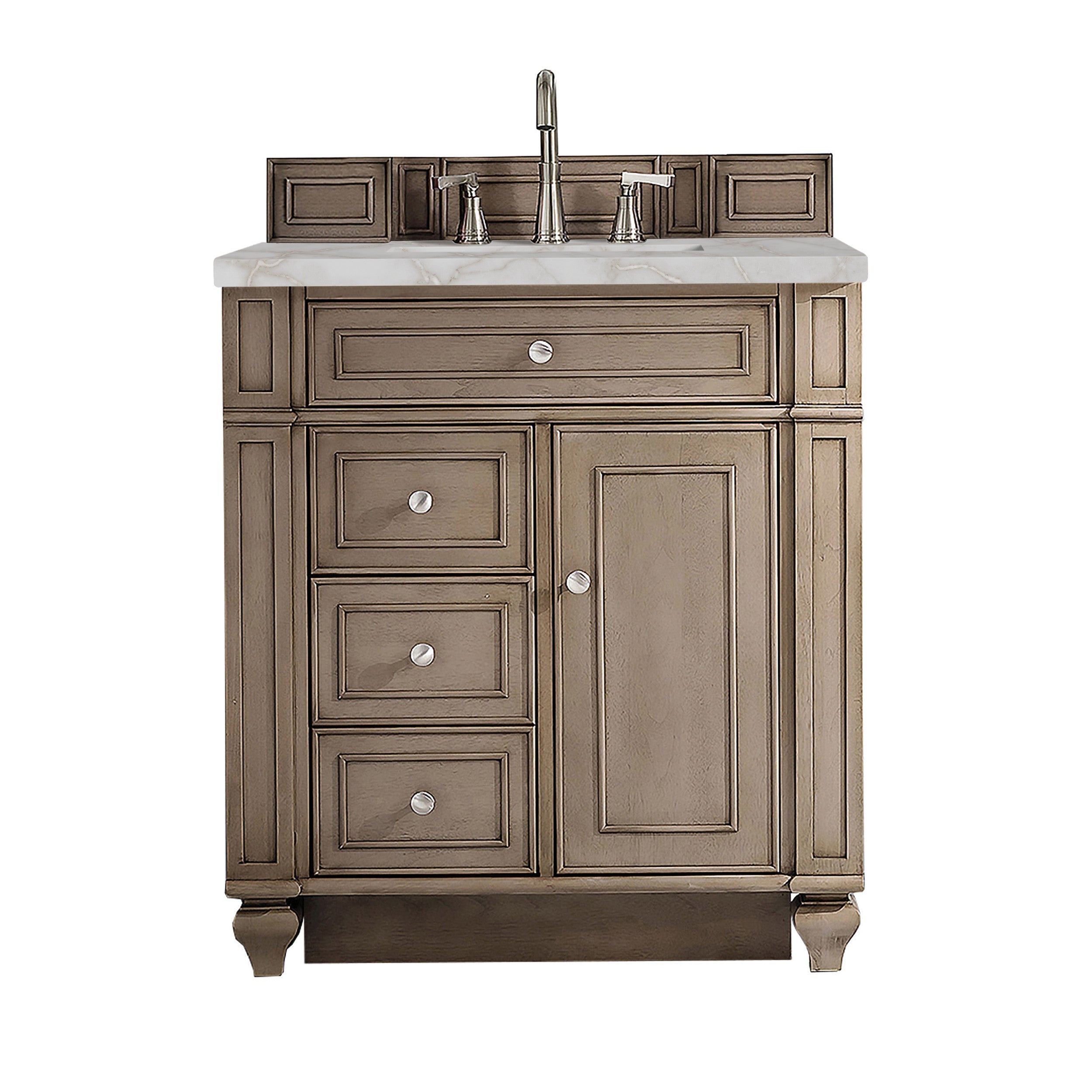 Whitewashed Walnut / Victorian Silver - 3 Faucet Holes