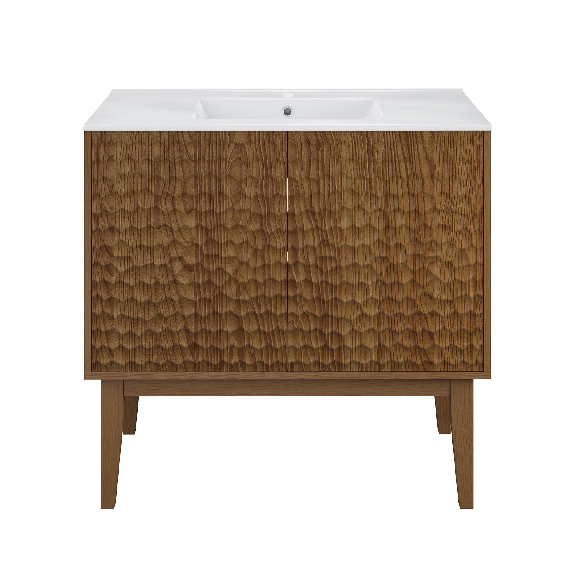 Brown Oak / White / 1-Hole