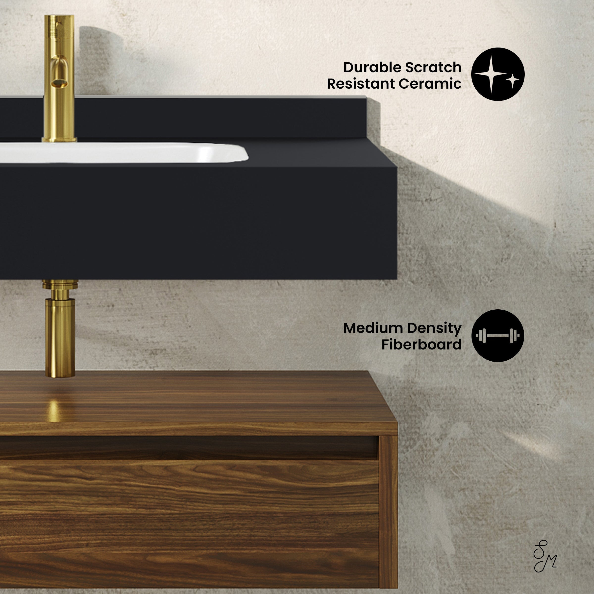 Brown Oak / Black Marquina