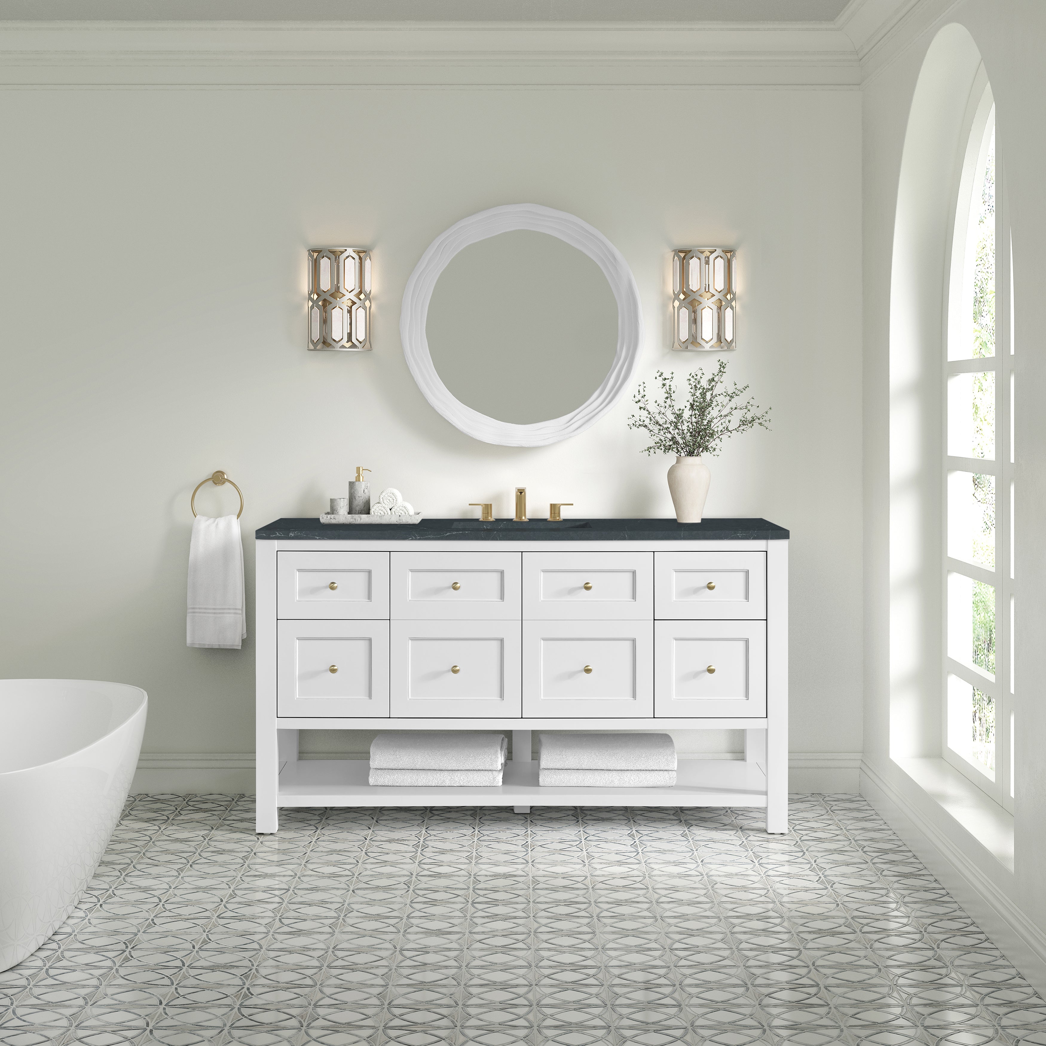 Bright White / Charcoal Soapstone - 3 Faucet Holes