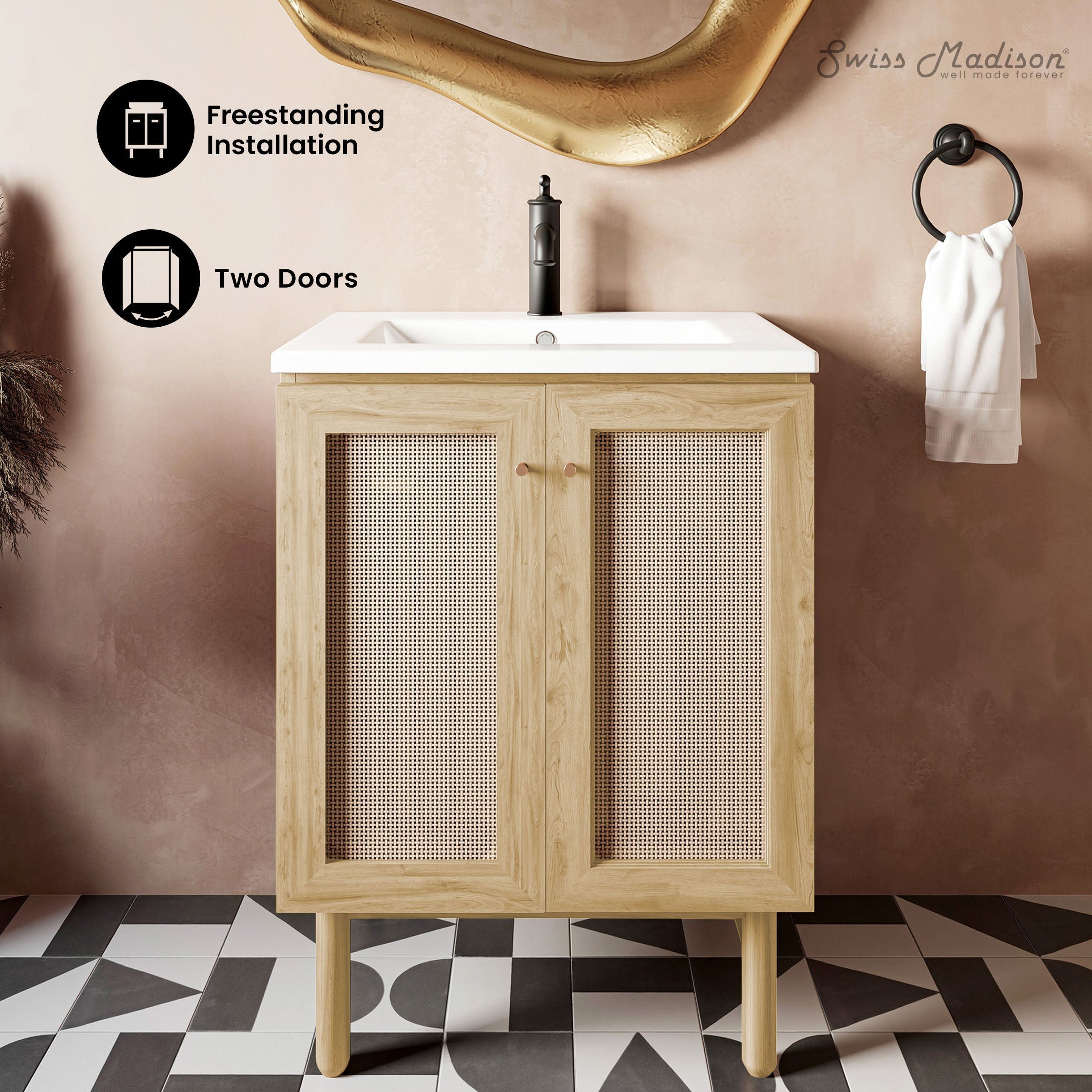 Natural Oak / White / 1-Hole
