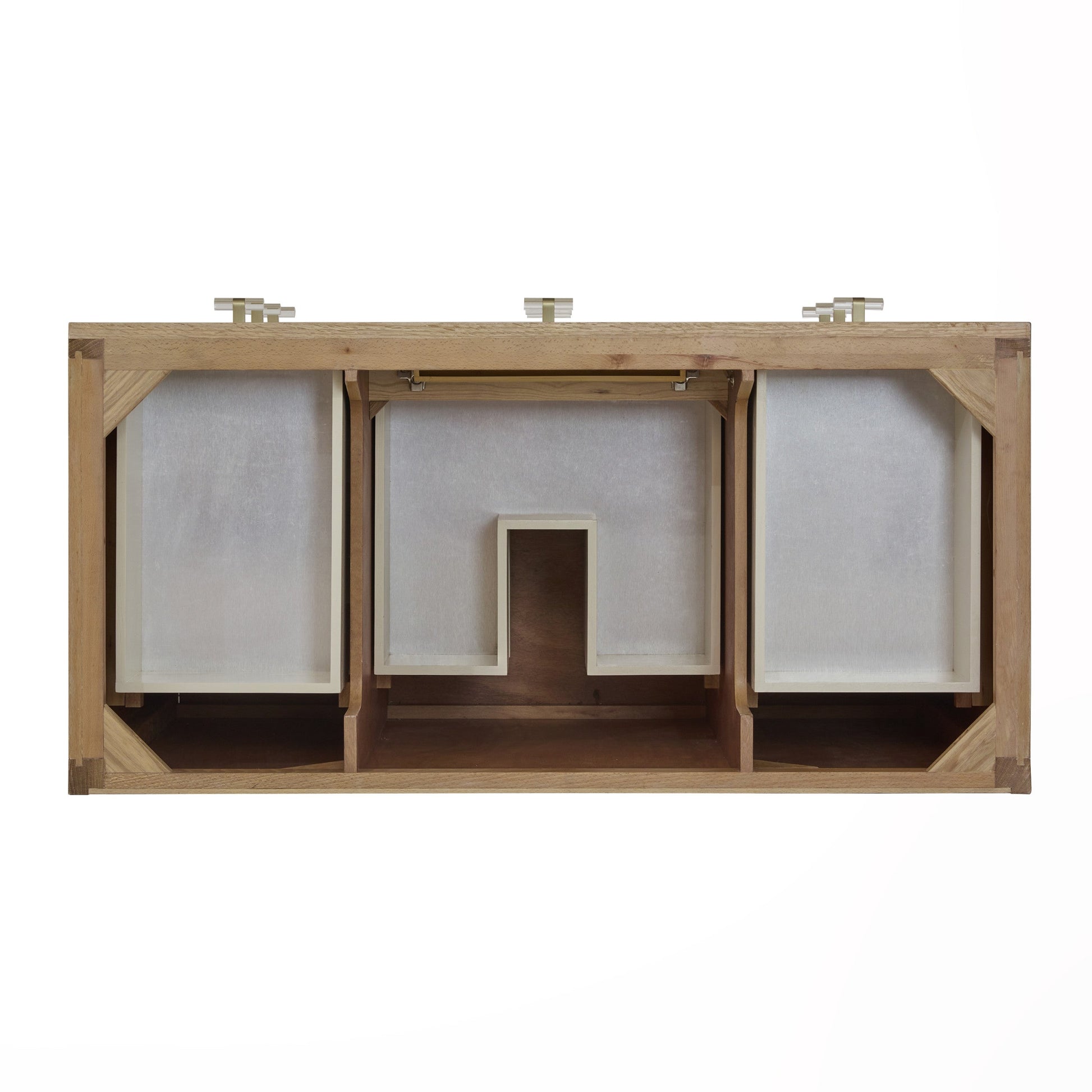 Sunwashed Oak with Embossed Shagreen Drawer Fronts / White Zeus - 3 Faucet Holes