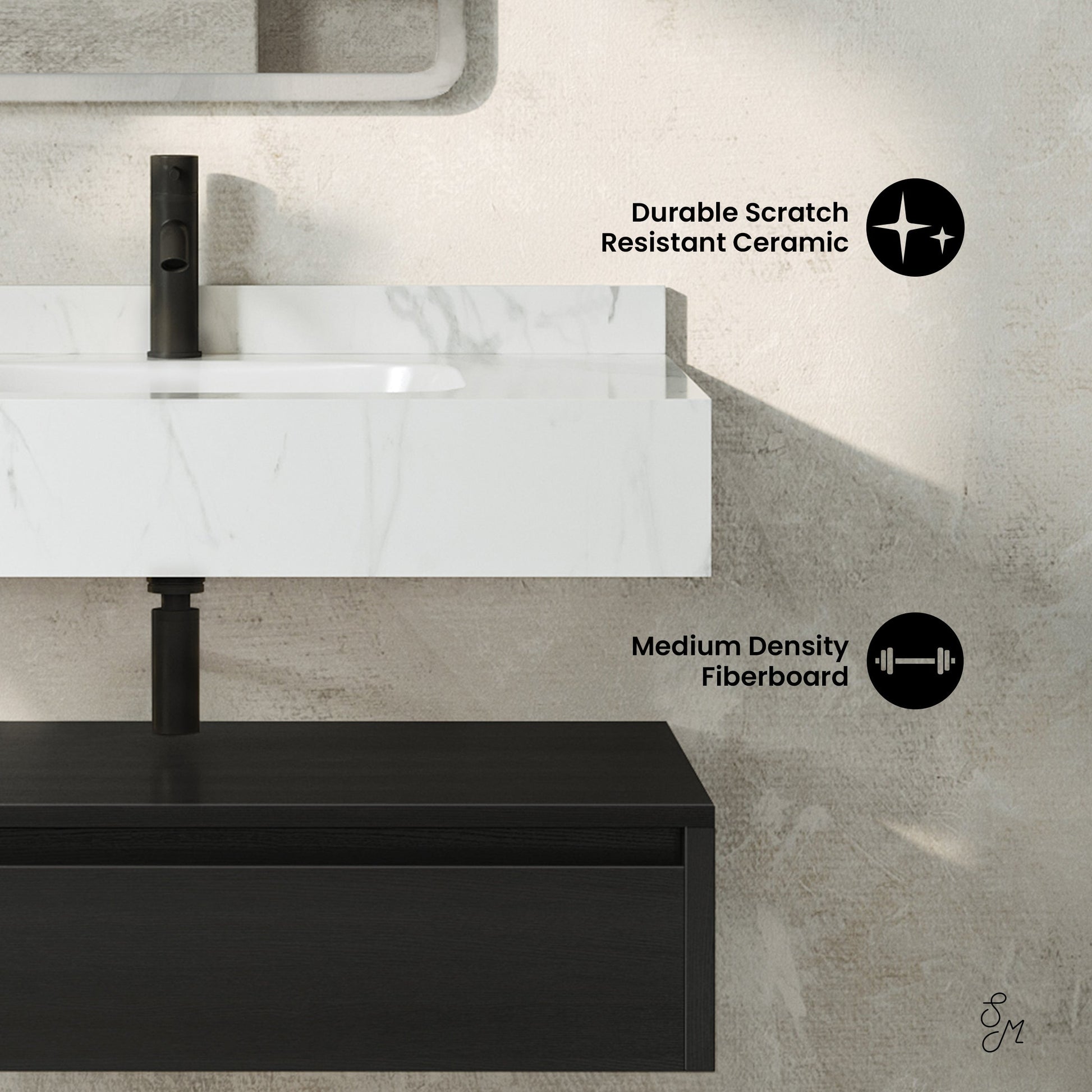 Black Oak / White Marble