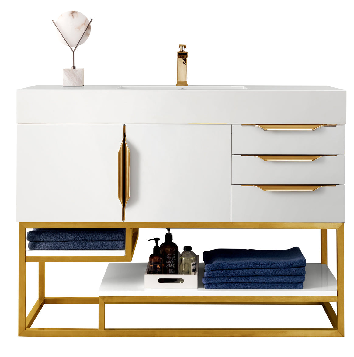 Glossy White / Radiant Gold / Glossy White - 1 Faucet Hole