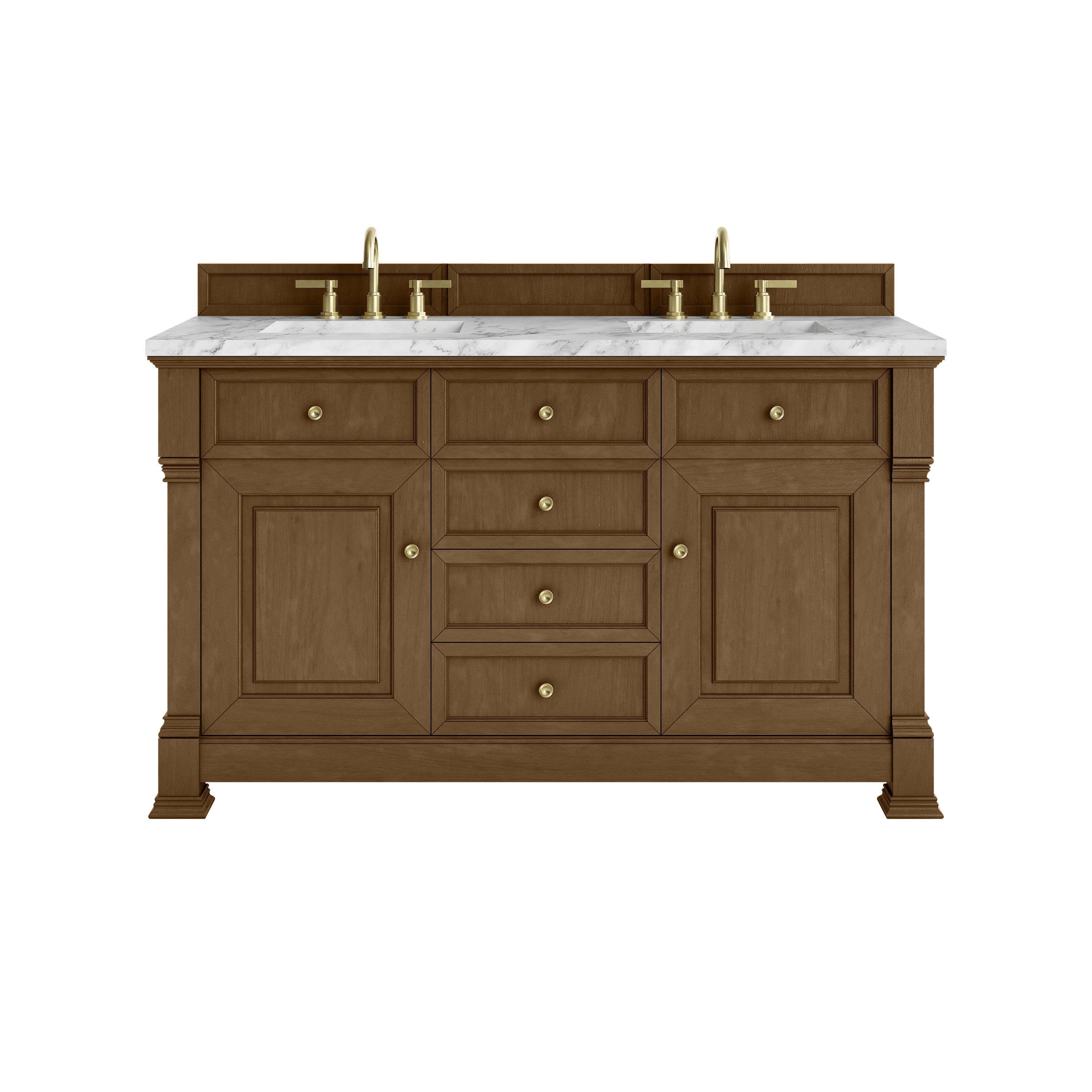 Honey Oak / Carrara White - 3 Faucet Holes