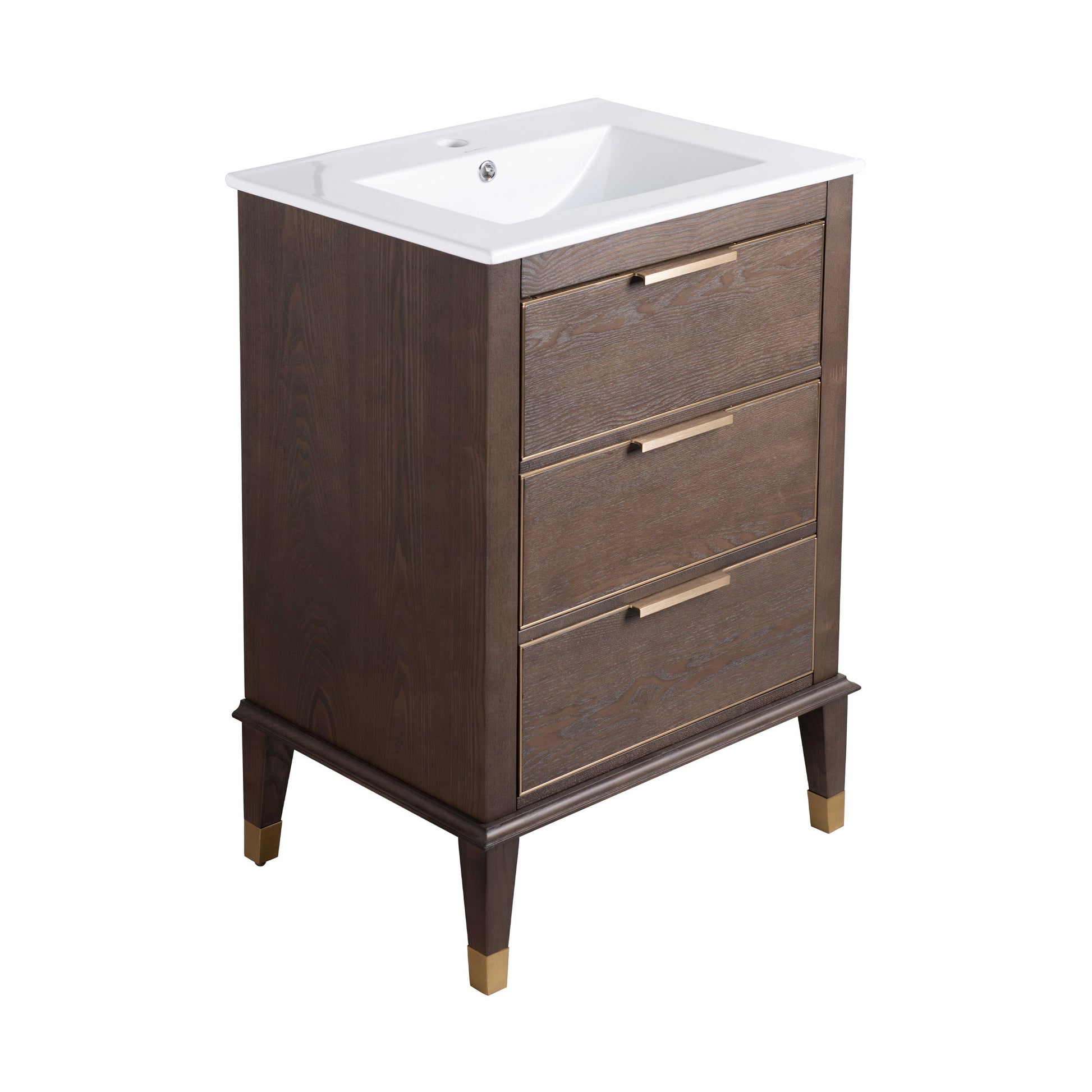 Brown Oak / White / 1-Hole