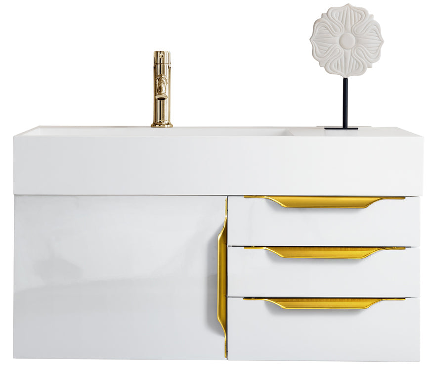 Glossy White / Radiant Gold / Glossy White - 1 Faucet Hole
