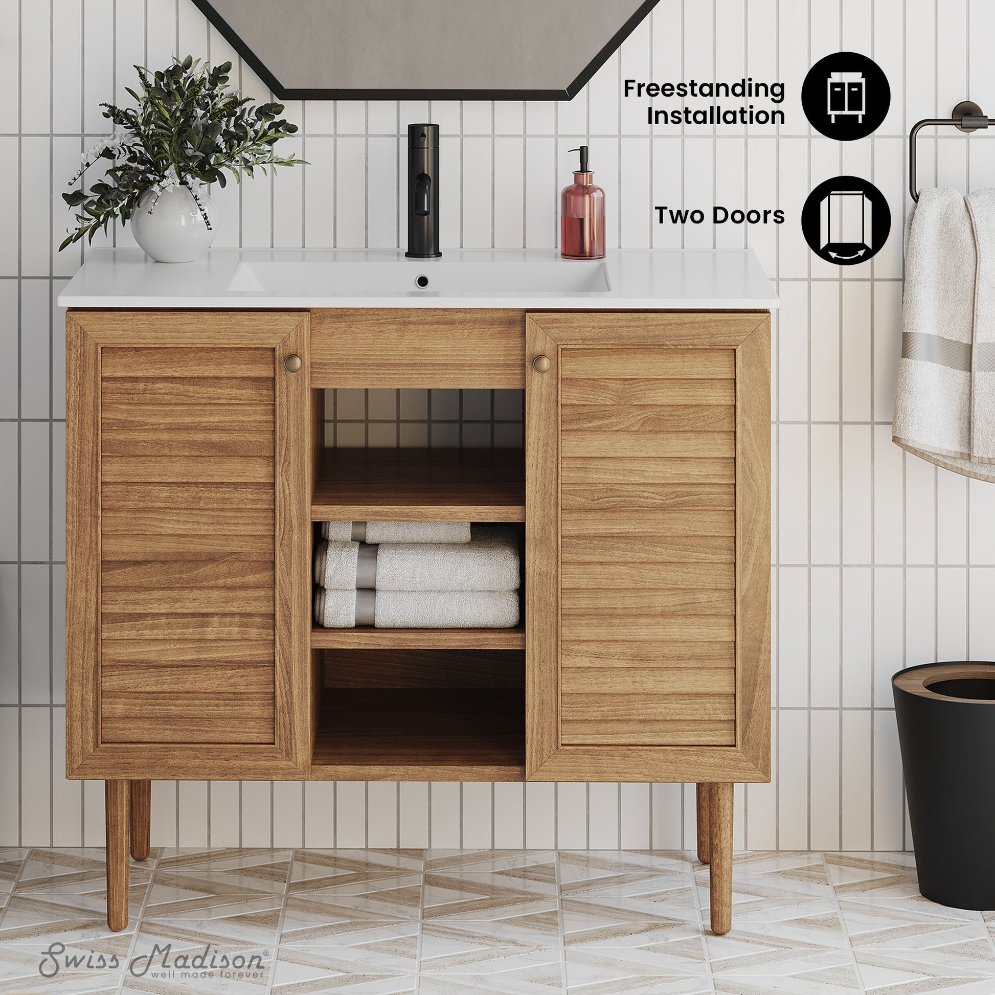 Golden Oak / White / 1-Hole