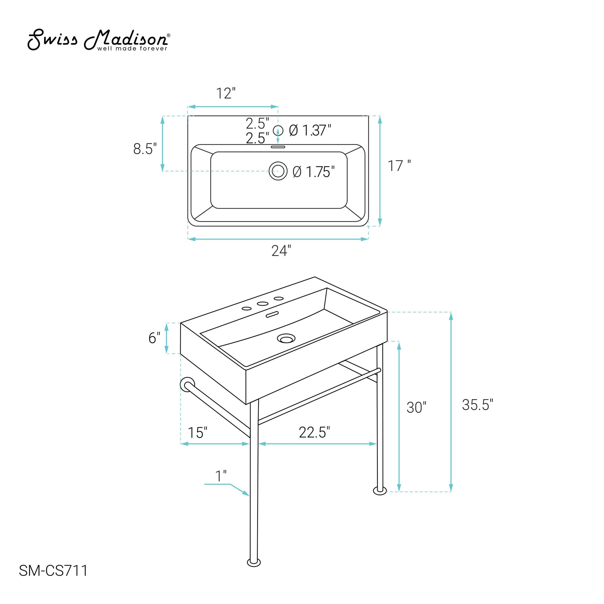 Chrome / White / 1-Hole