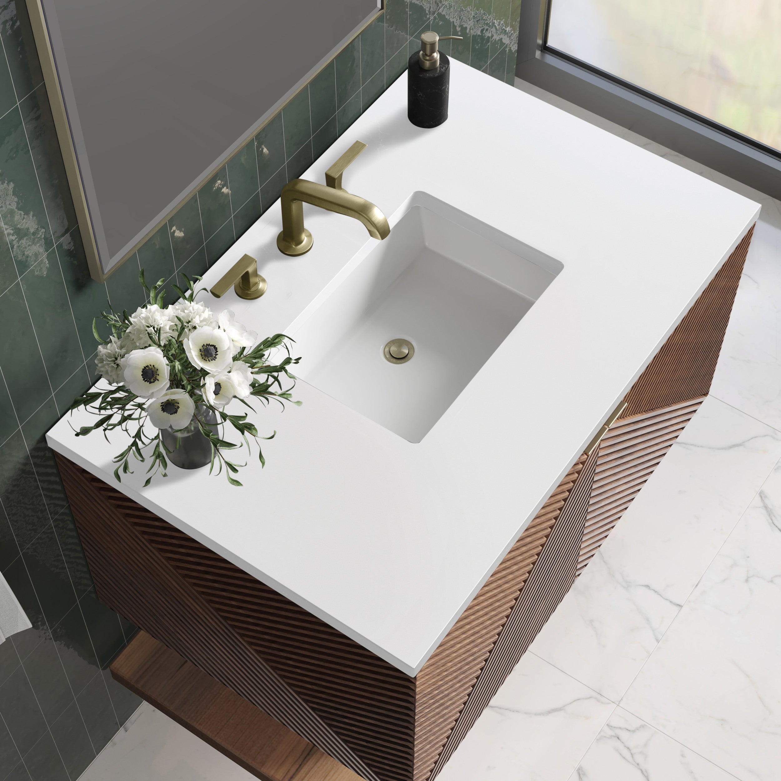 Chestnut / White Zeus - 3 Faucet Holes