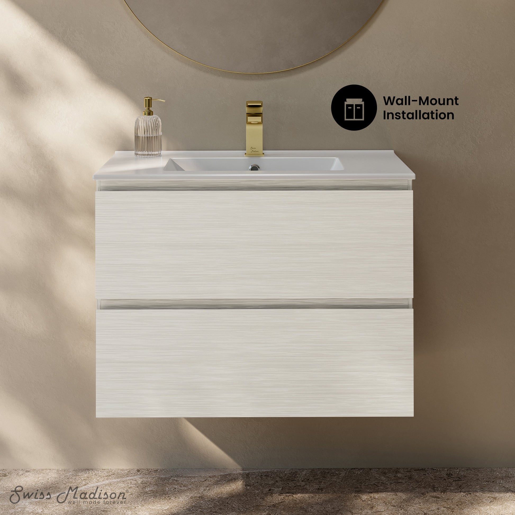 White Oak / Glossy White / 1-Hole