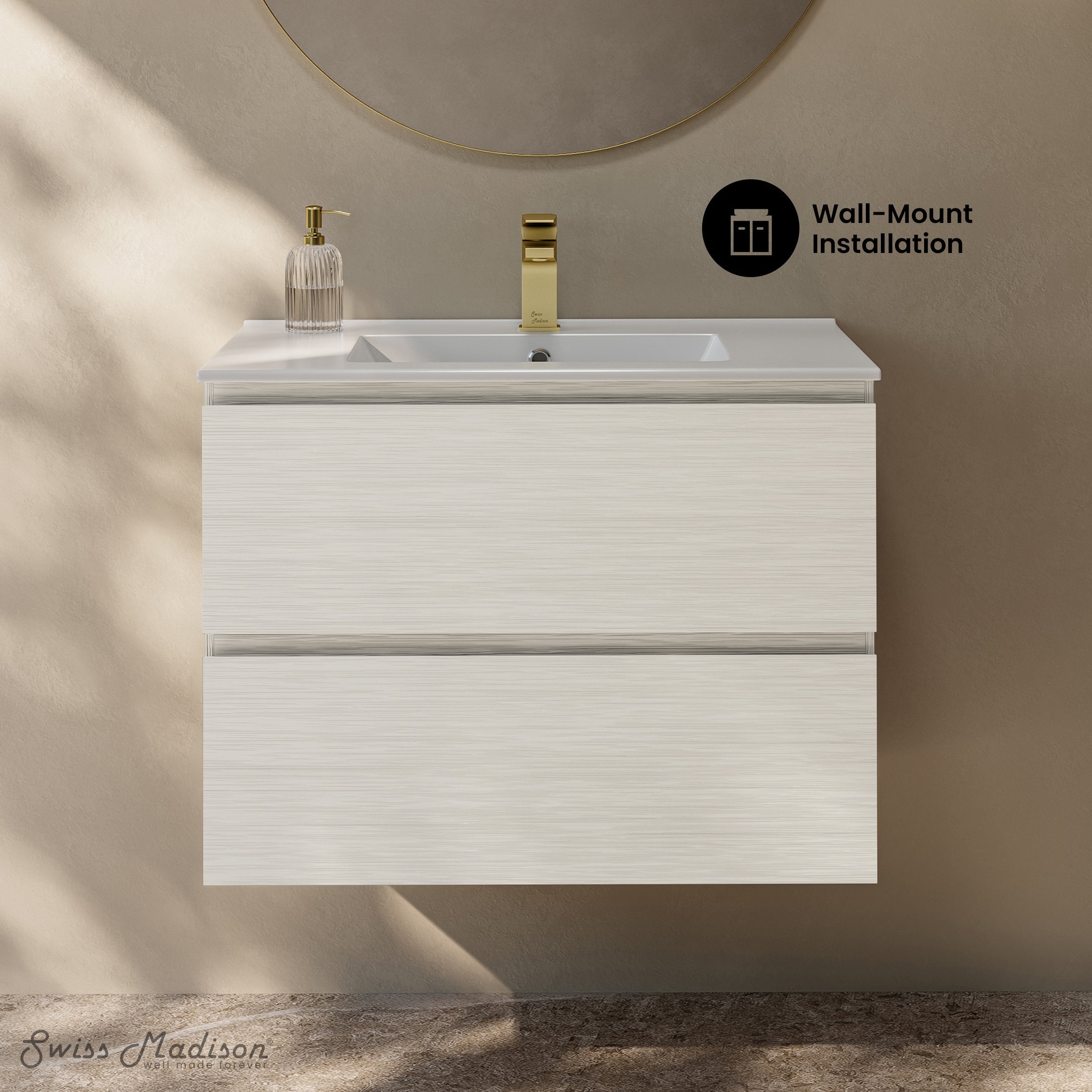 White Oak / Glossy White / 1-Hole