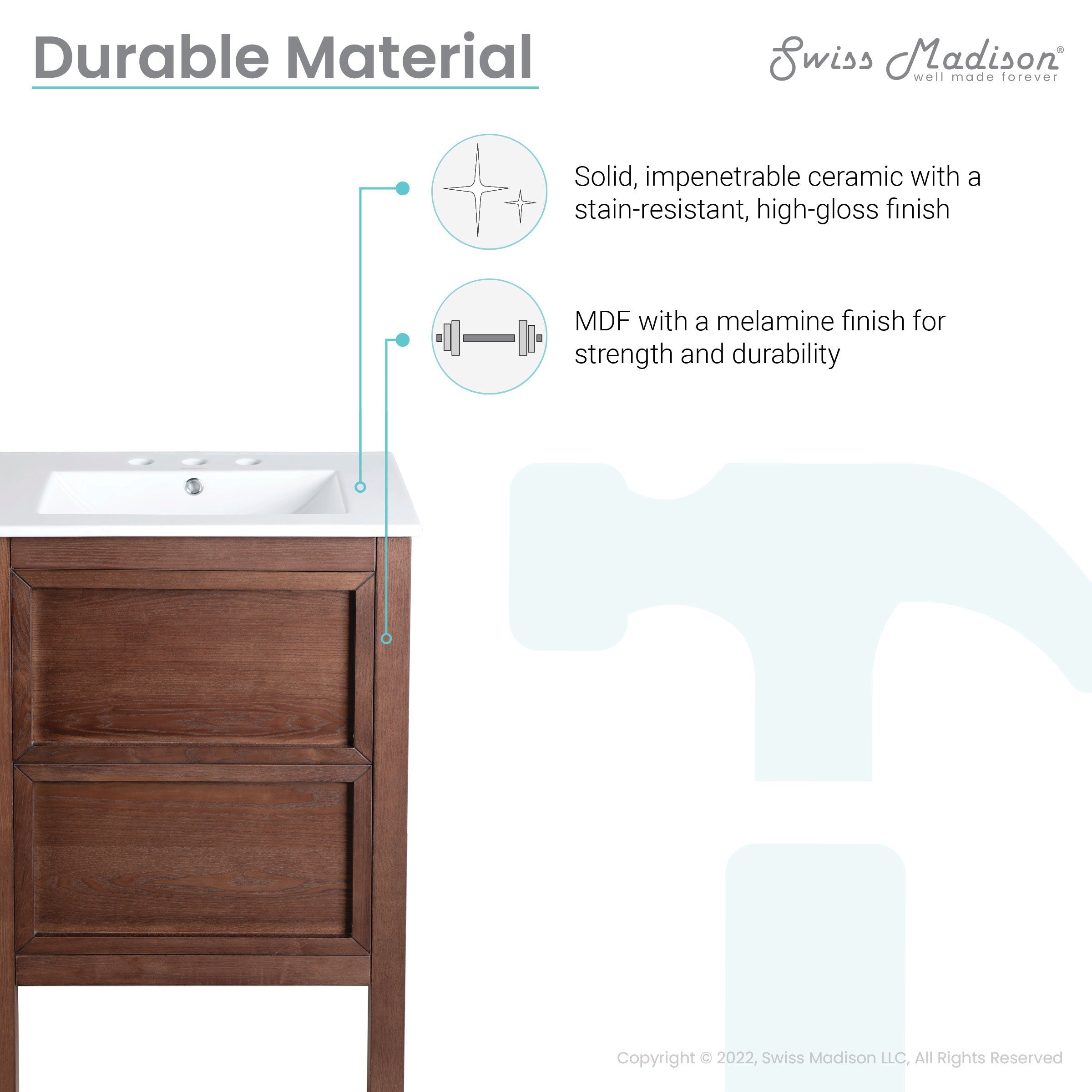 Brown Walnut / White / 3-Hole
