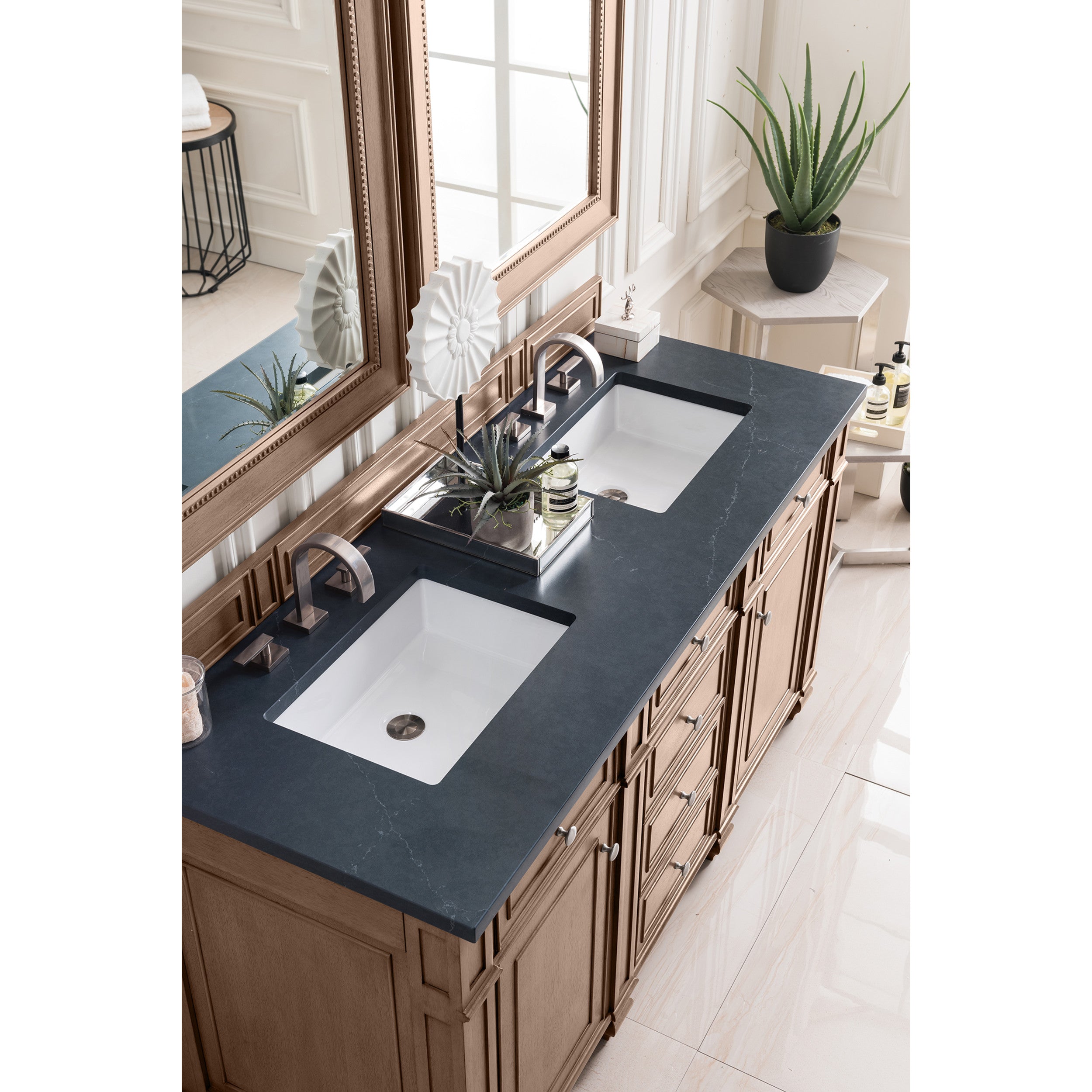 Whitewashed Walnut / Charcoal Soapstone - 3 Faucet Holes