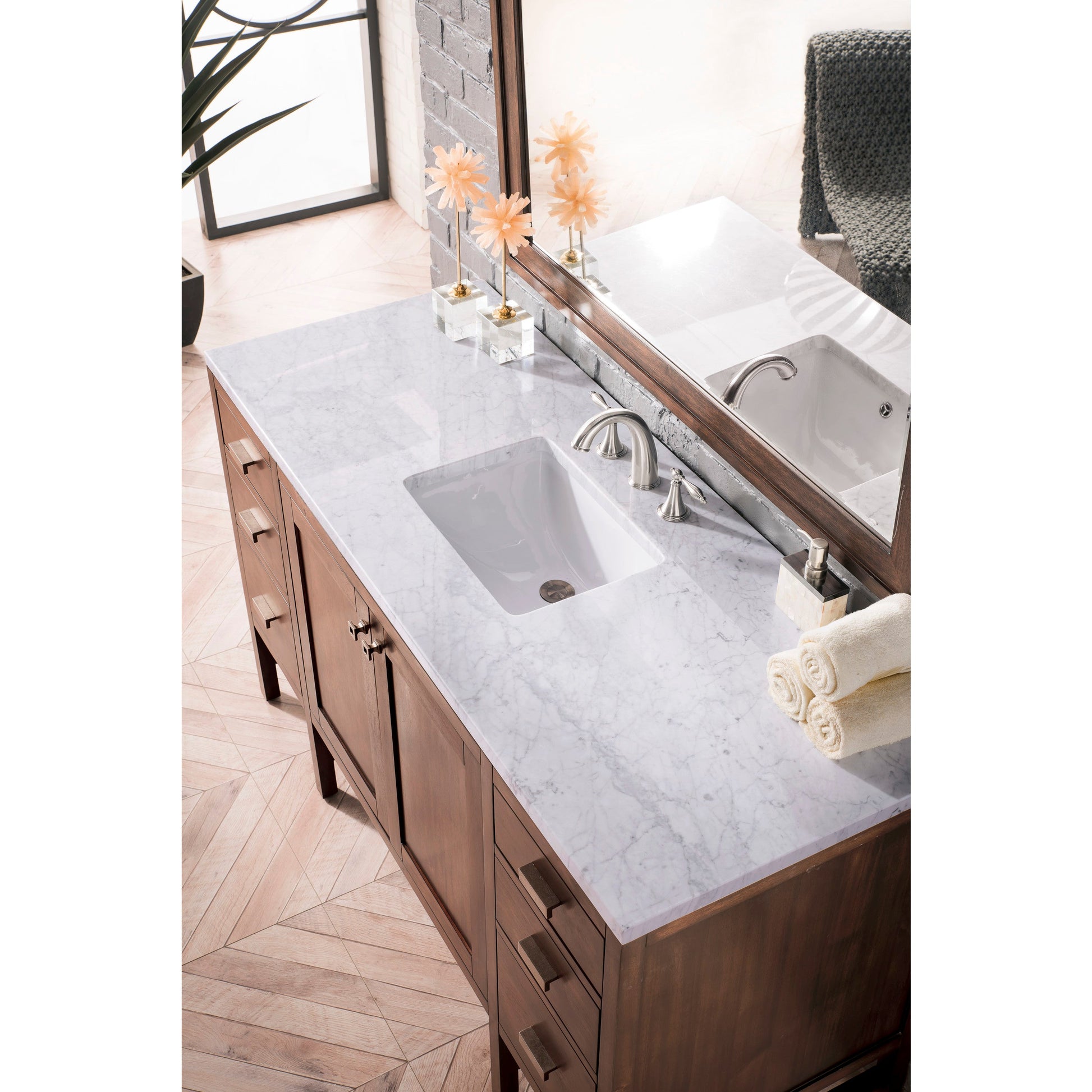 Mid-Century Acacia / Carrara White - 3 Faucet Holes