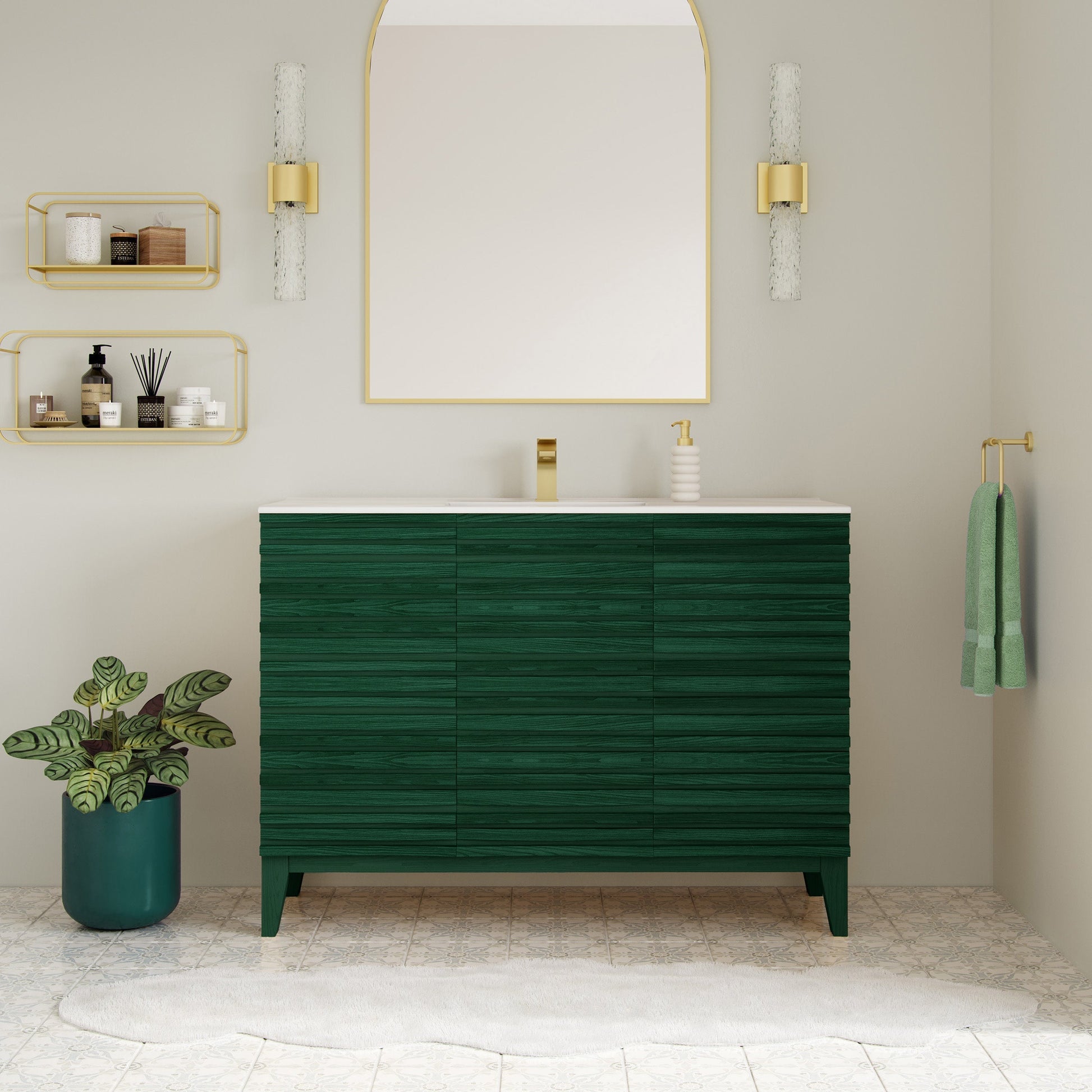 Green Oak / Glossy White / 1-Hole