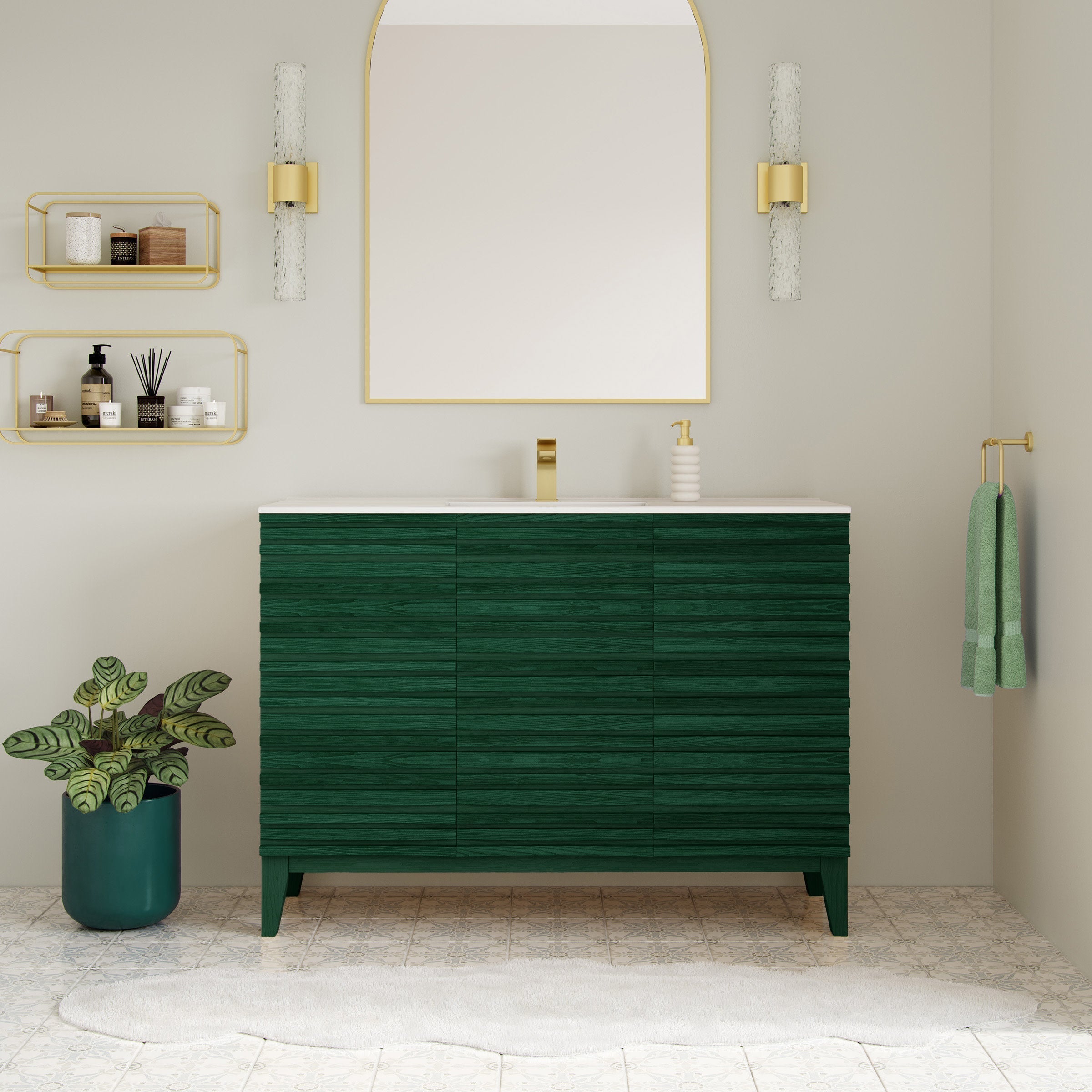 Green Oak / Glossy White / 1-Hole