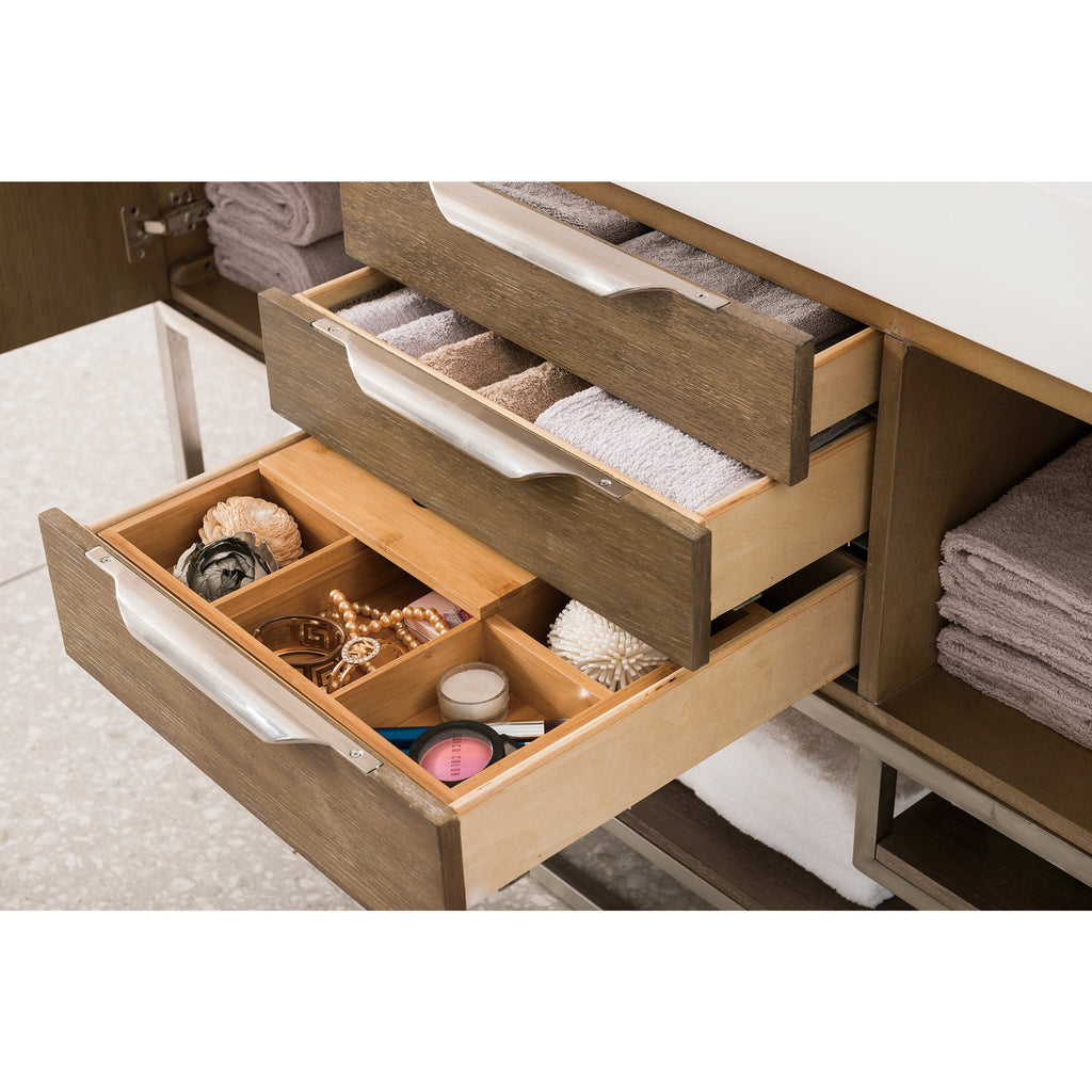 Latte Oak / Brushed Nickel / Glossy White - 1 Faucet Hole
