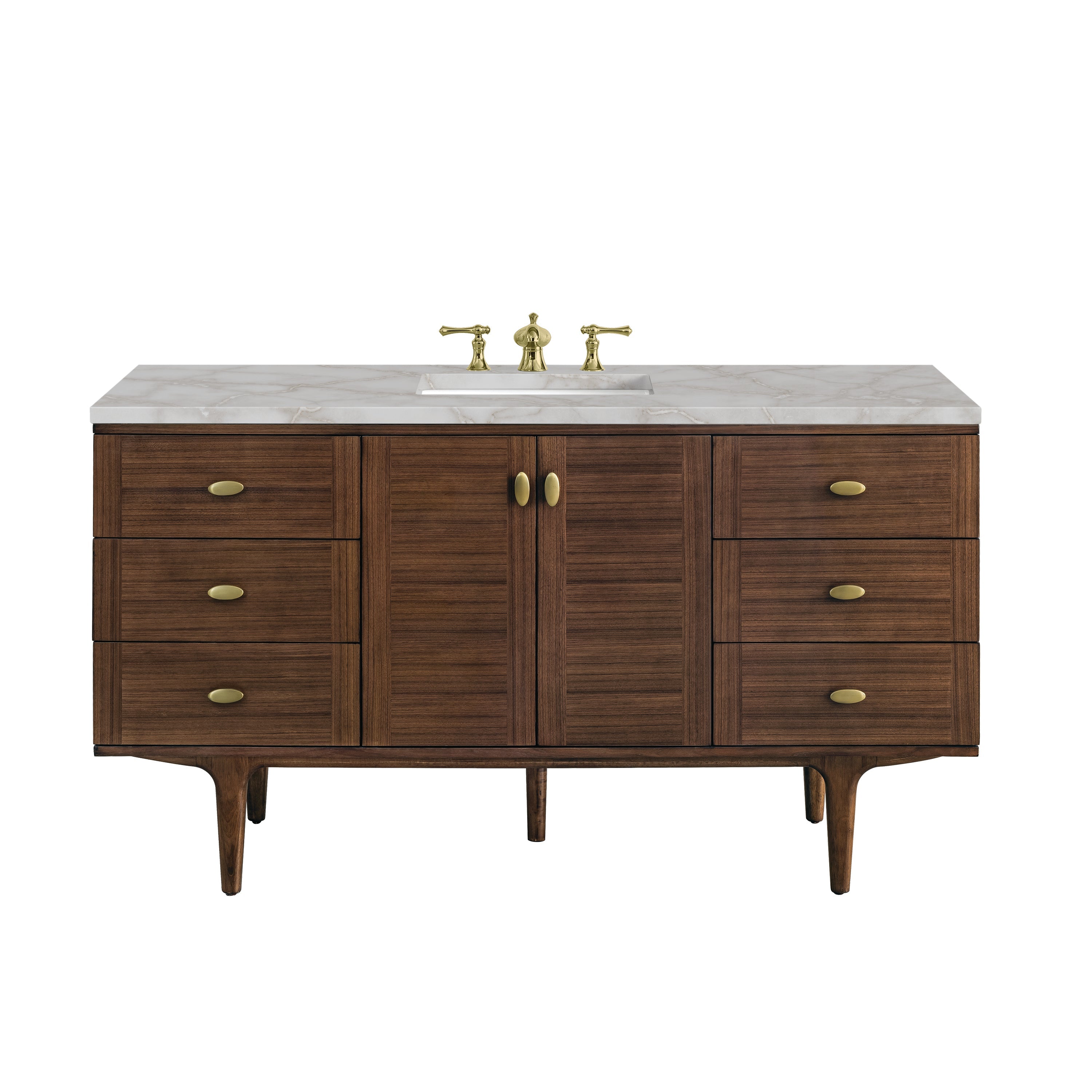 Mid-Century Walnut / Victorian Silver - 3 Faucet Holes