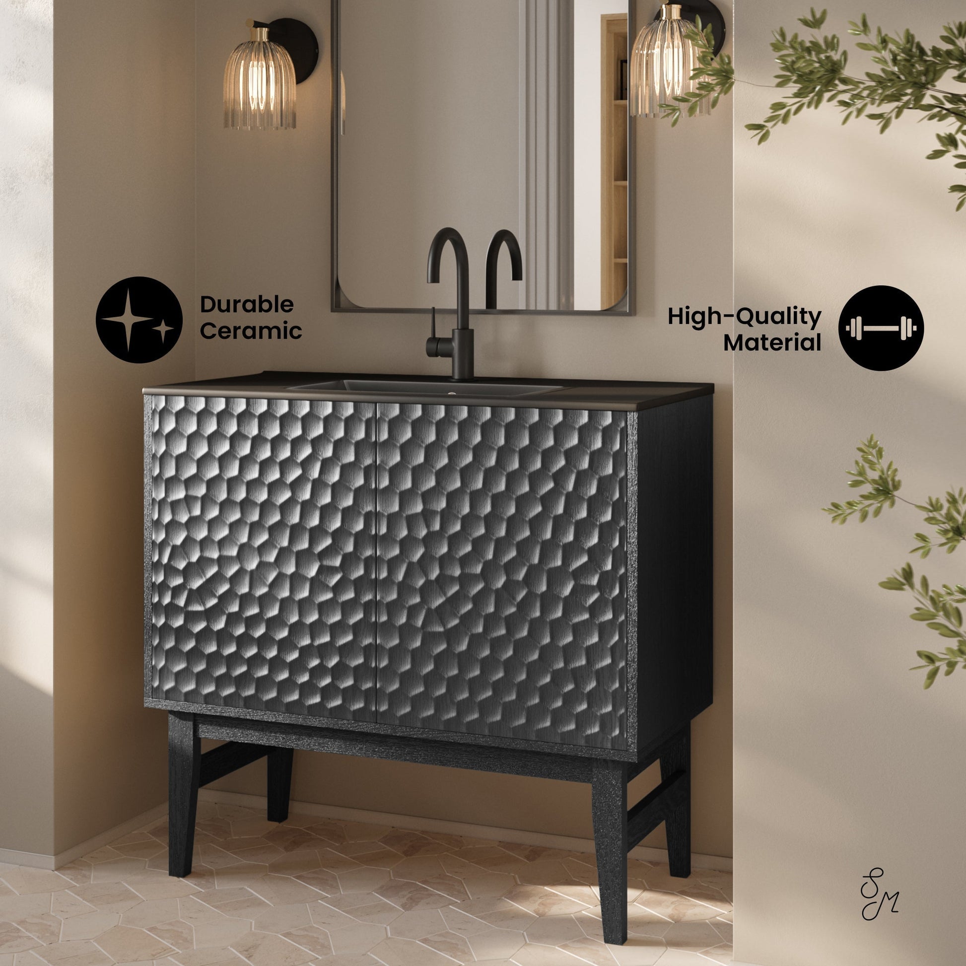 Black Oak / Matte Black / 1-Hole