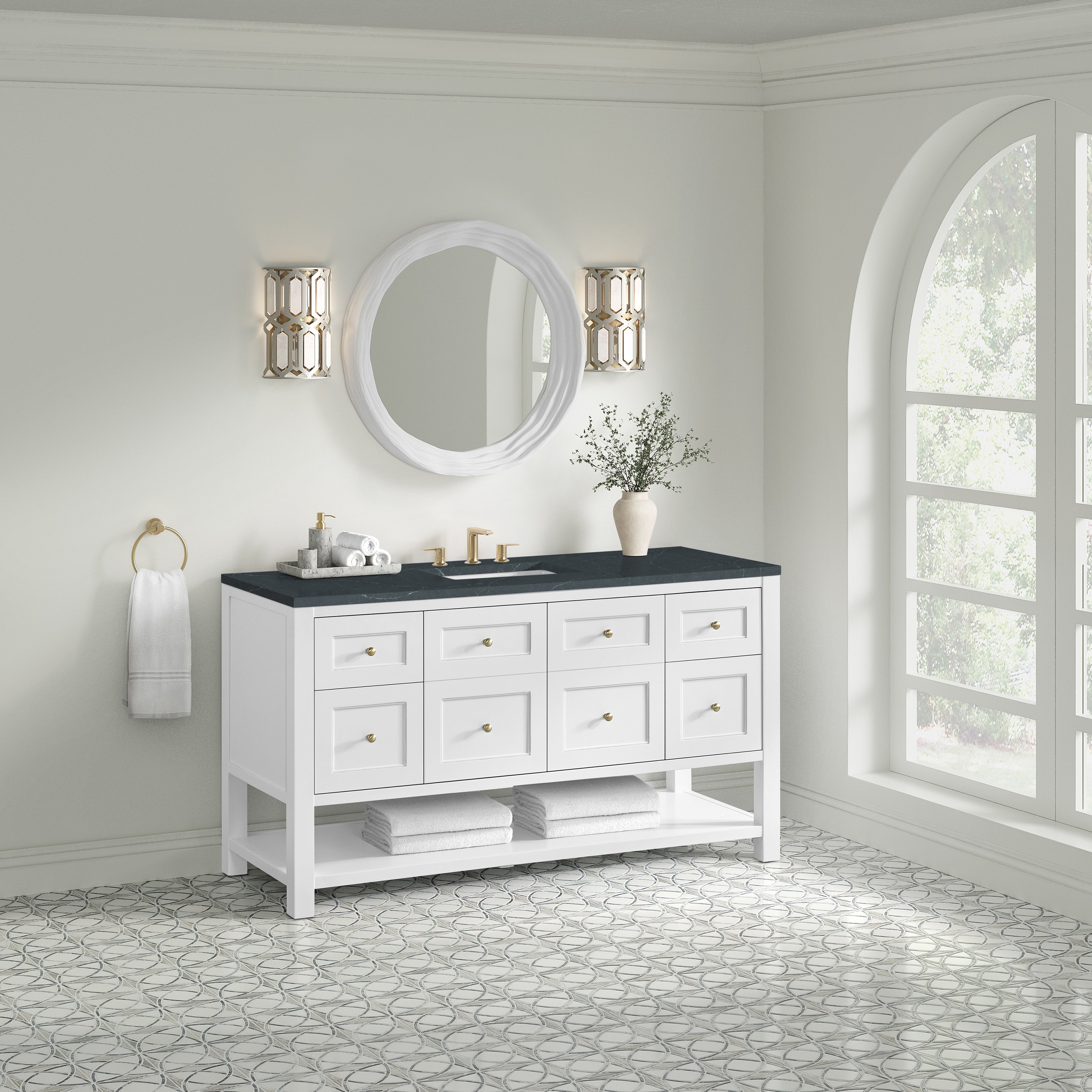 Bright White / Charcoal Soapstone - 3 Faucet Holes