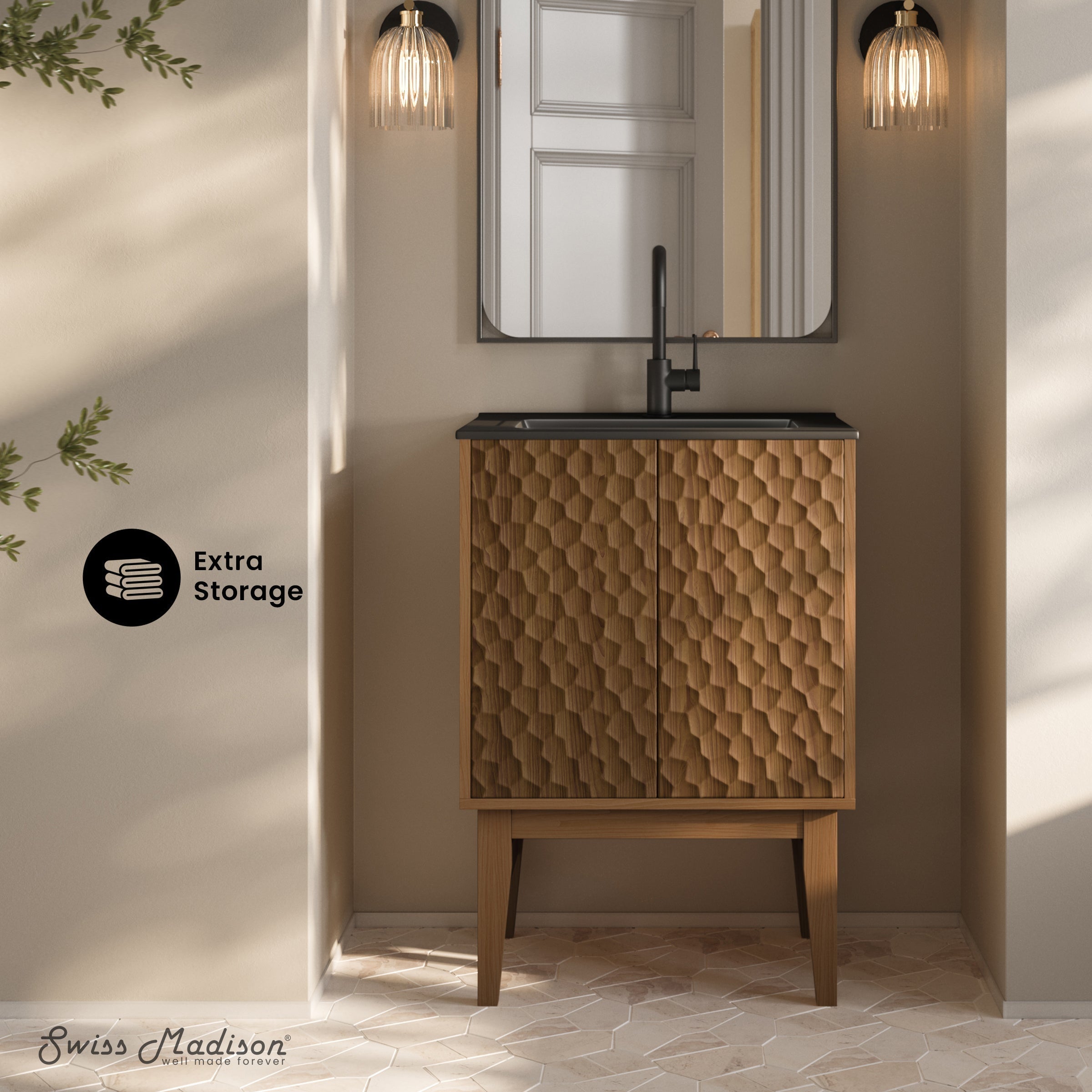 Brown Oak / Matte Black / 1-Hole