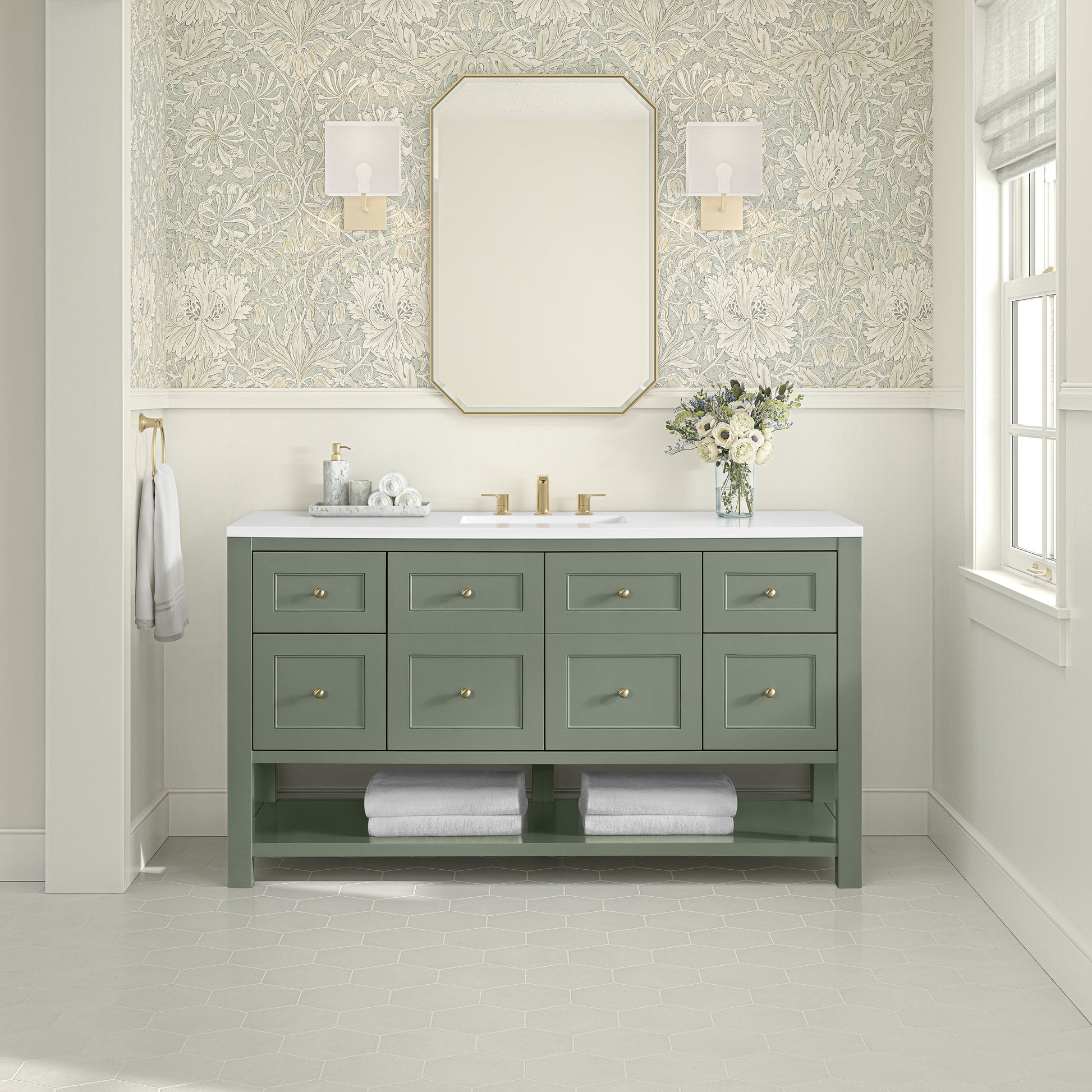 Smokey Celadon / White Zeus - 3 Faucet Holes