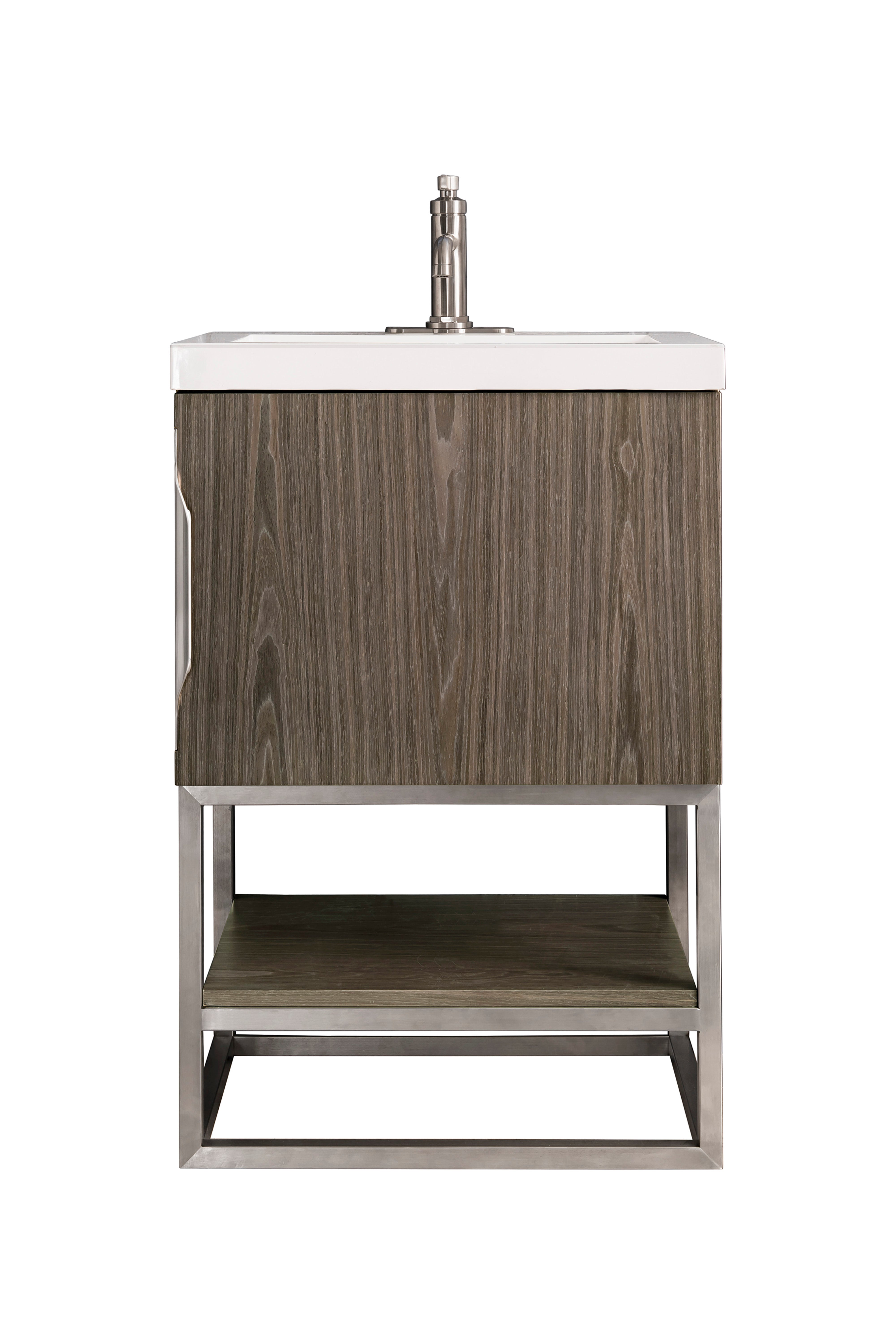 Ash Gray / Brushed Nickel / Glossy White - 1 Faucet Hole