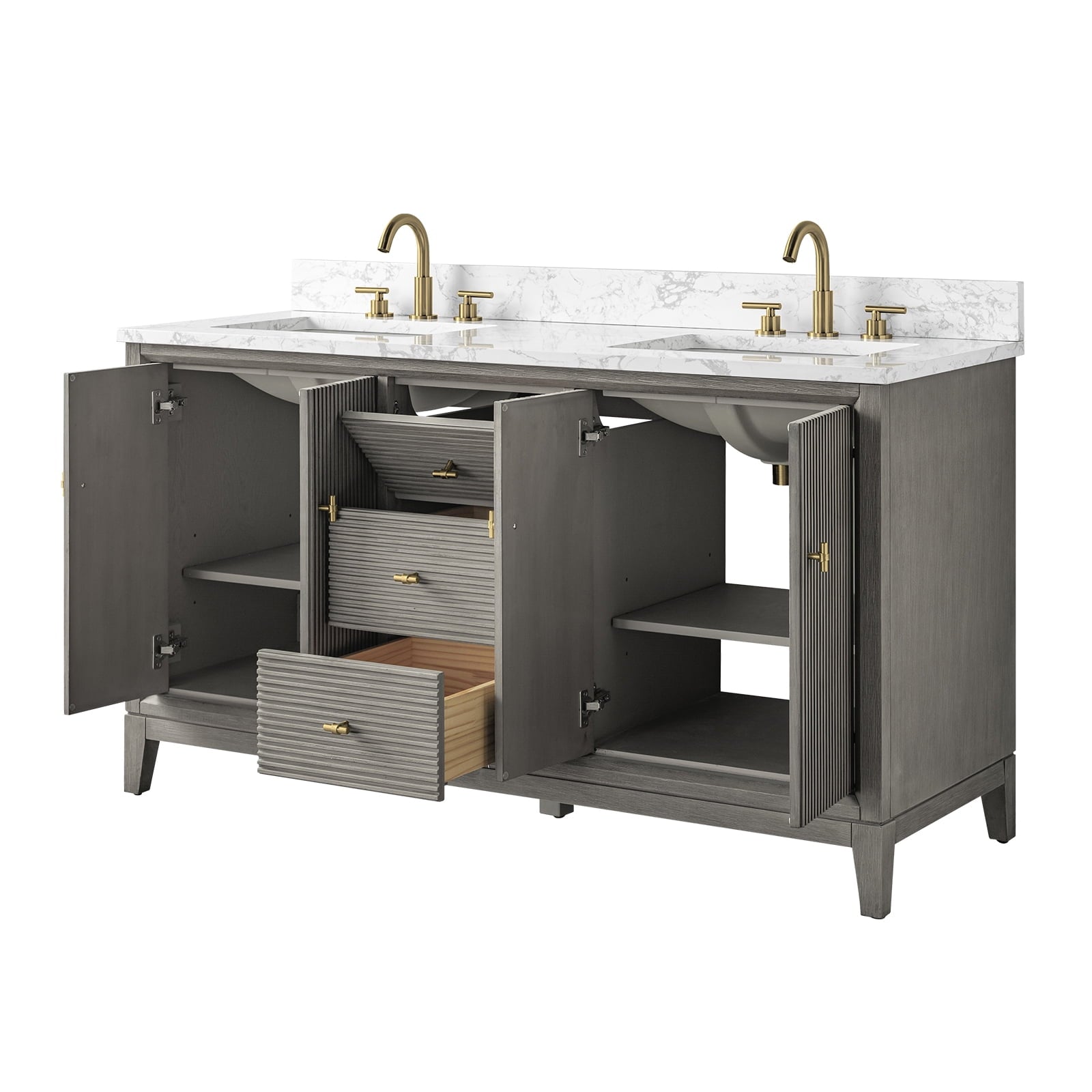 Linear Driftwood Gray / Golden Brushed
