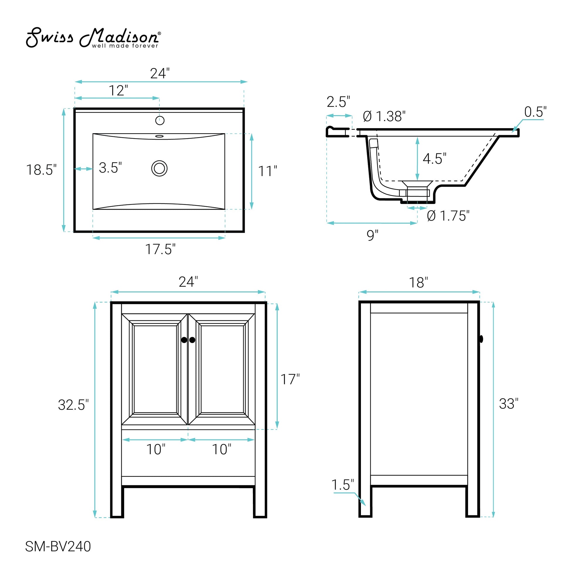 Golden Oak / White / 1-Hole