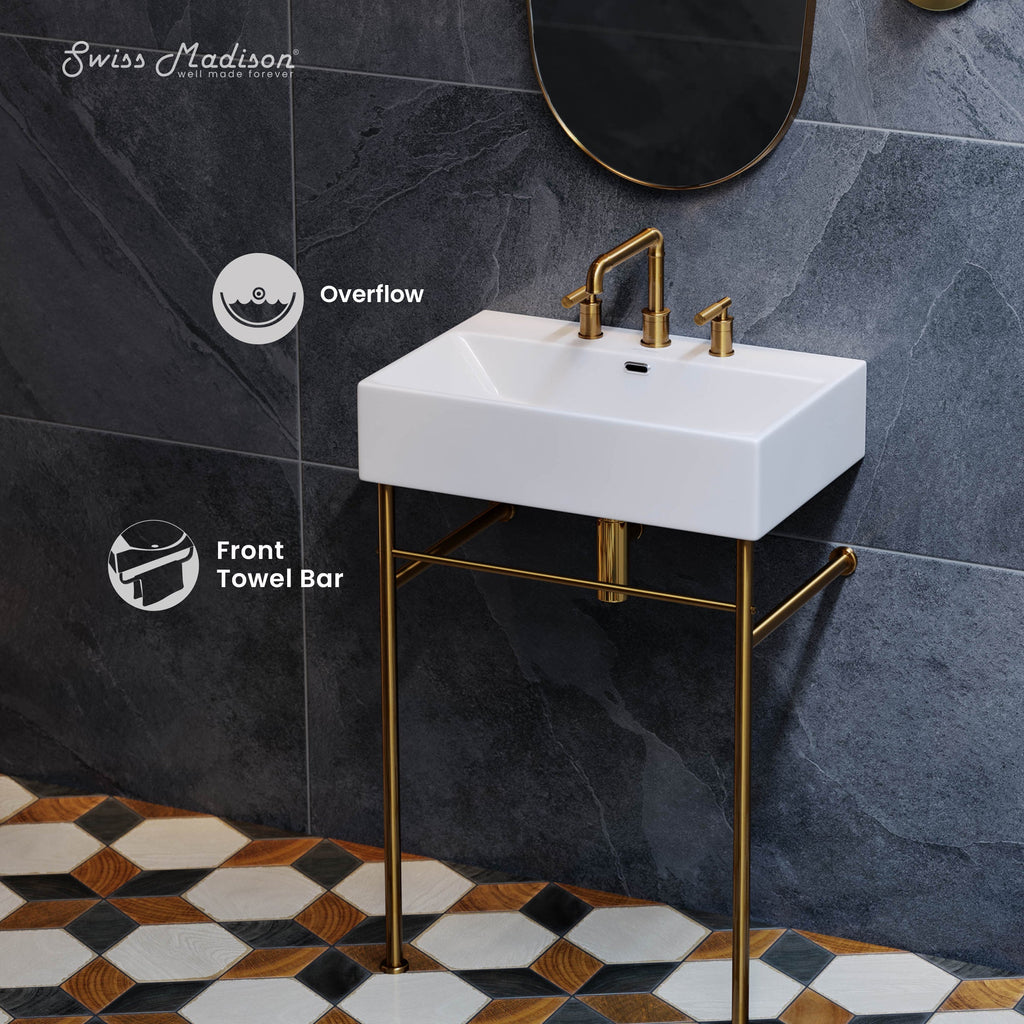 Brushed Gold / White / 3-Hole