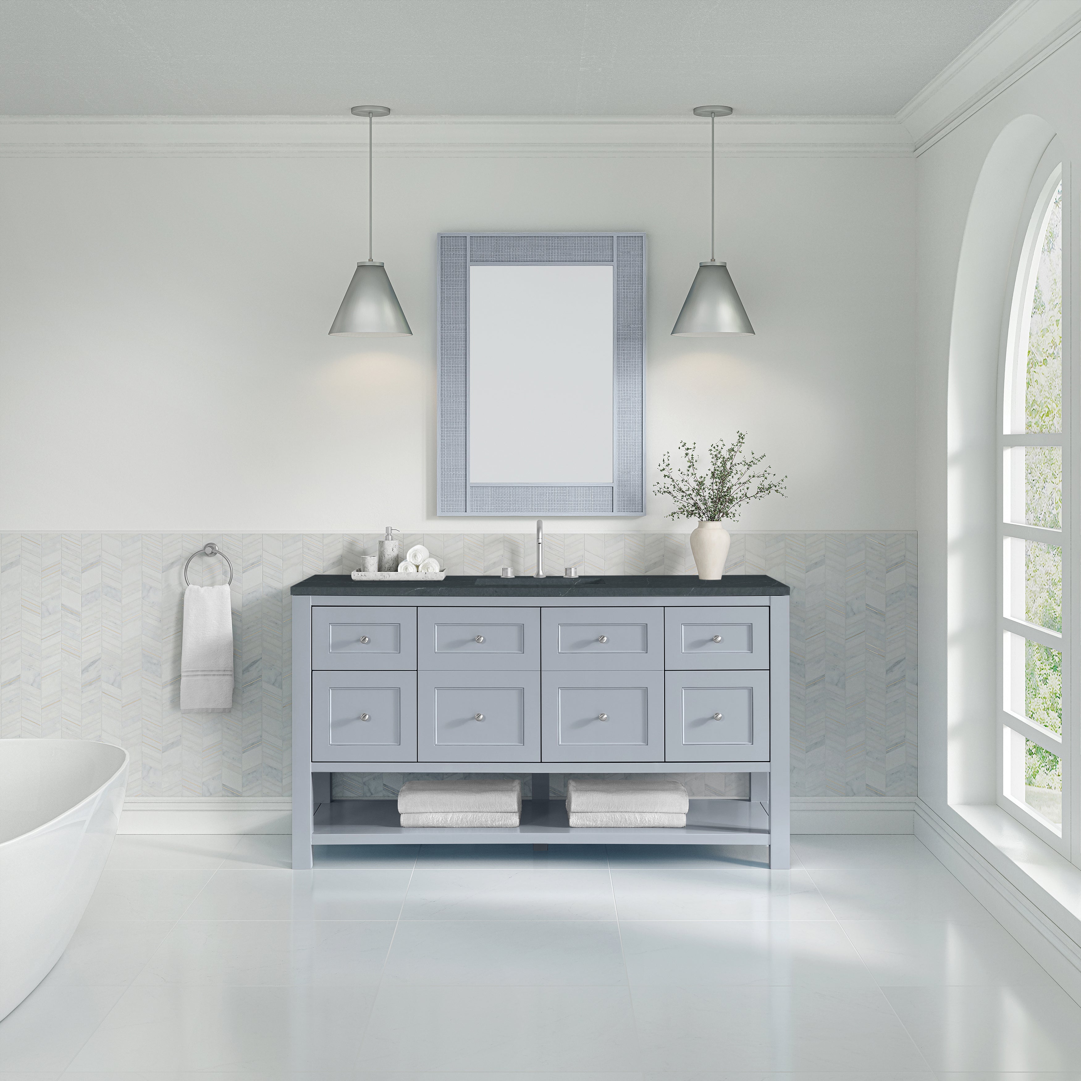 Serenity Blue / Charcoal Soapstone - 3 Faucet Holes