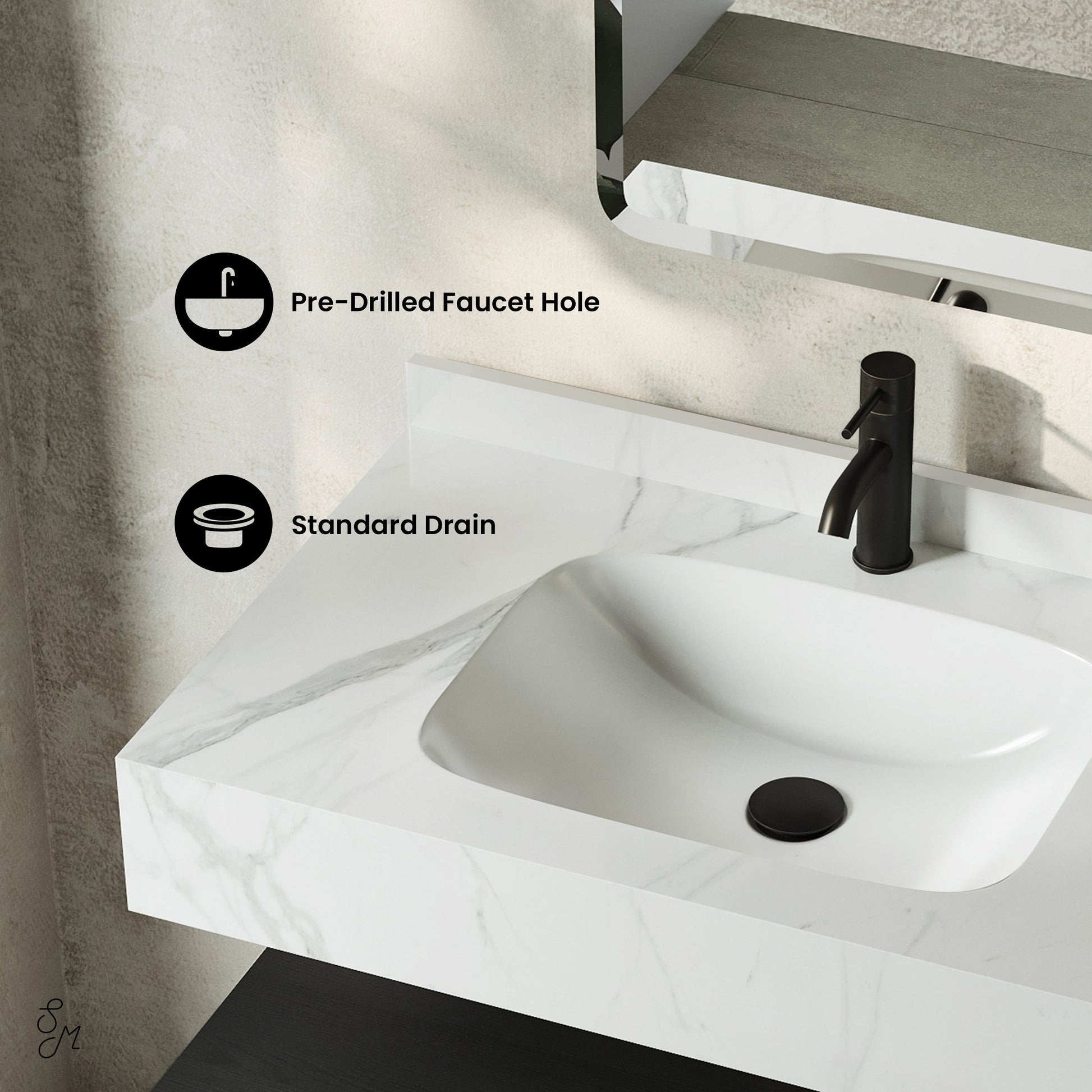 Black Oak / White Marble