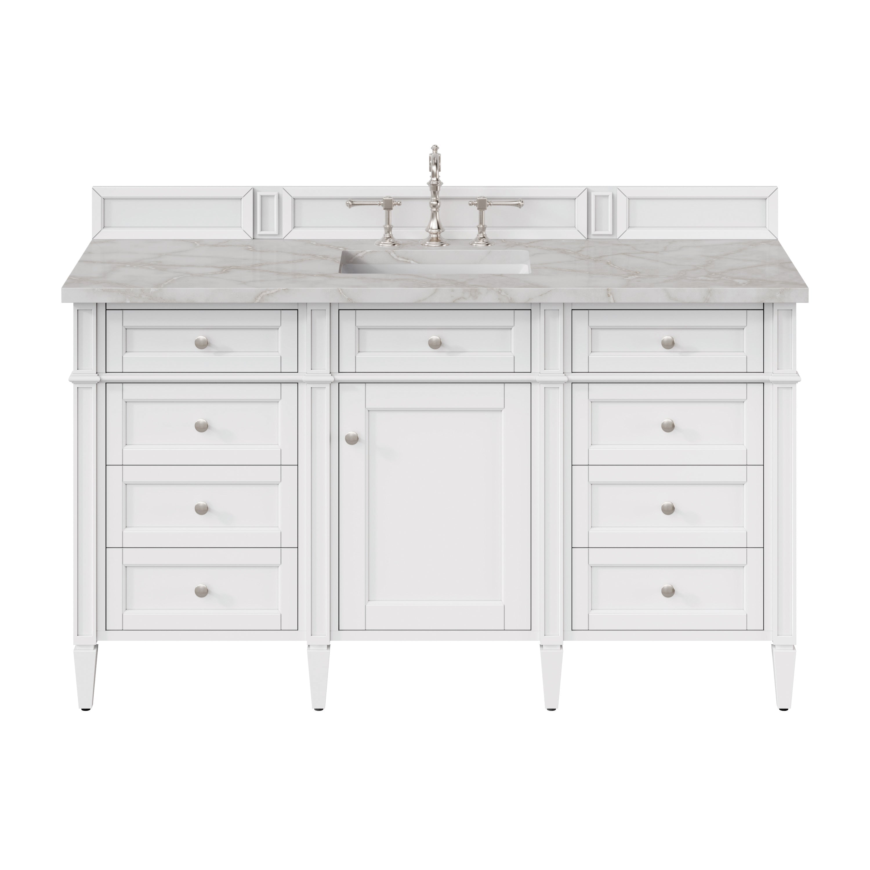 Bright White / Victorian Silver - 3 Faucet Holes