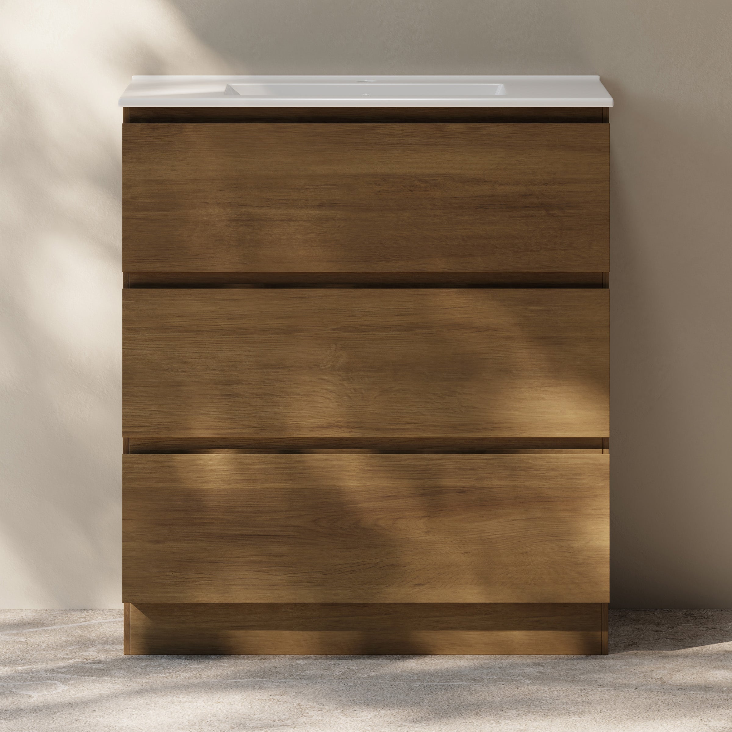 Brown Oak / Glossy White / 1-Hole
