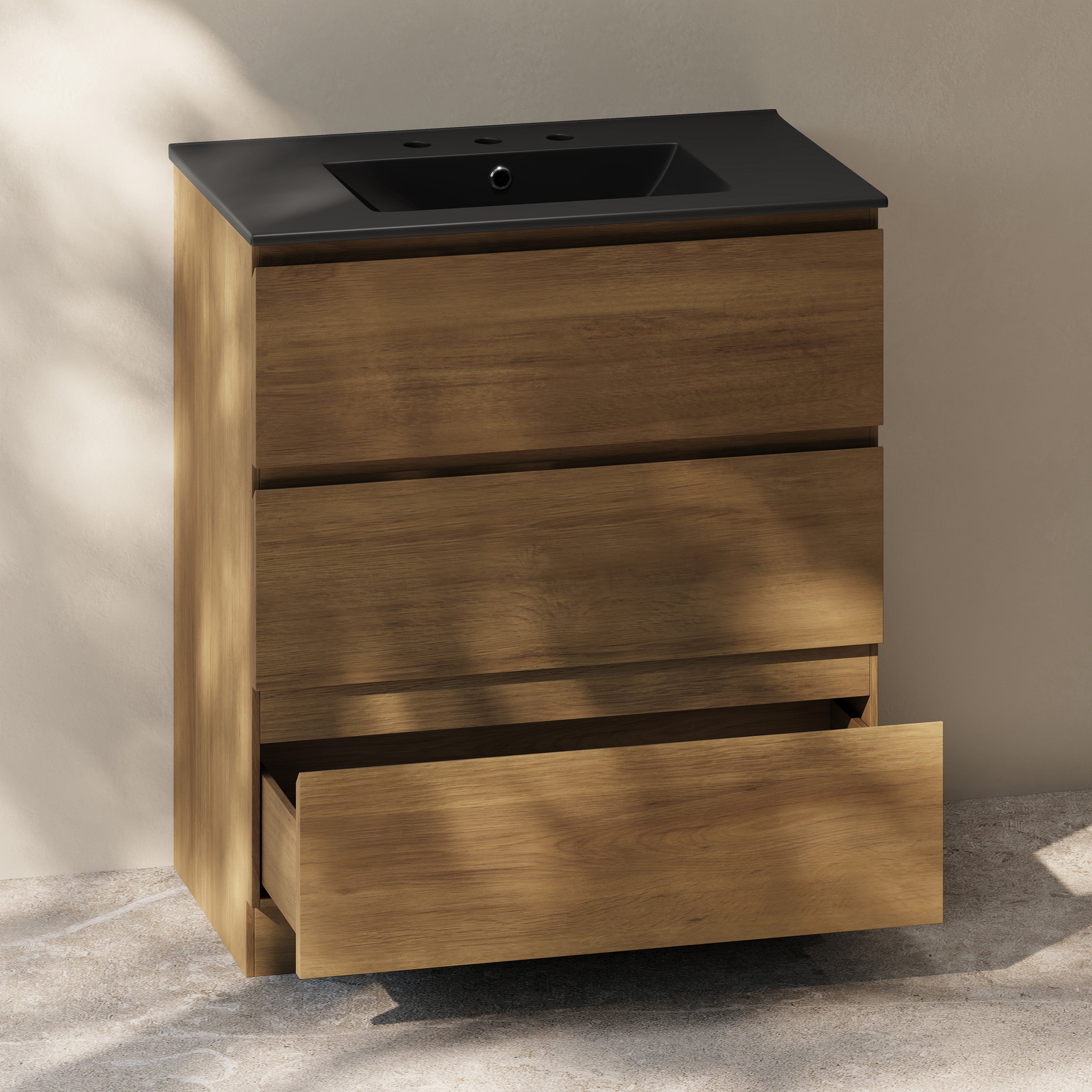 Brown Oak / Matte Black / 3-Hole