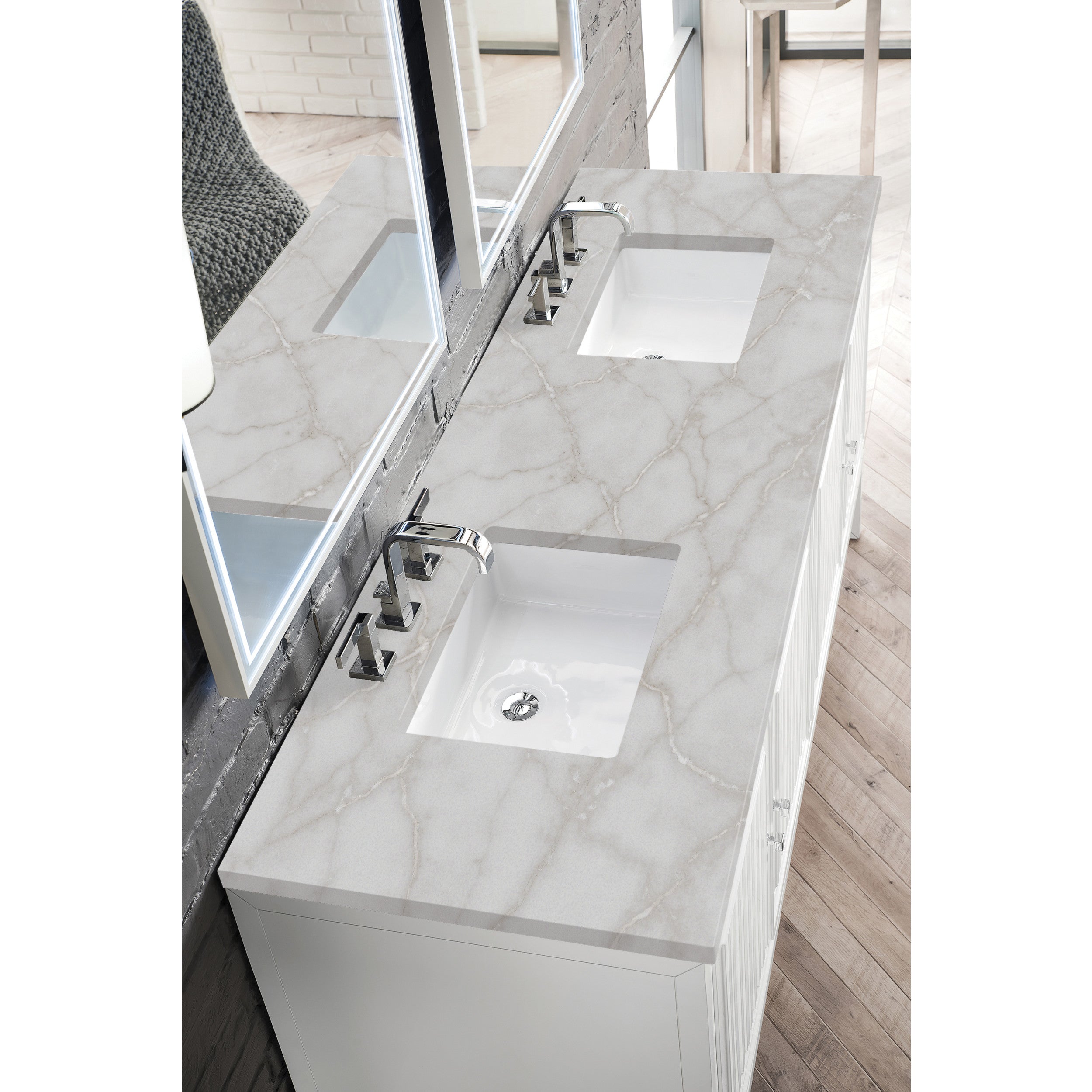 Glossy White / Victorian Silver - 3 Faucet Holes