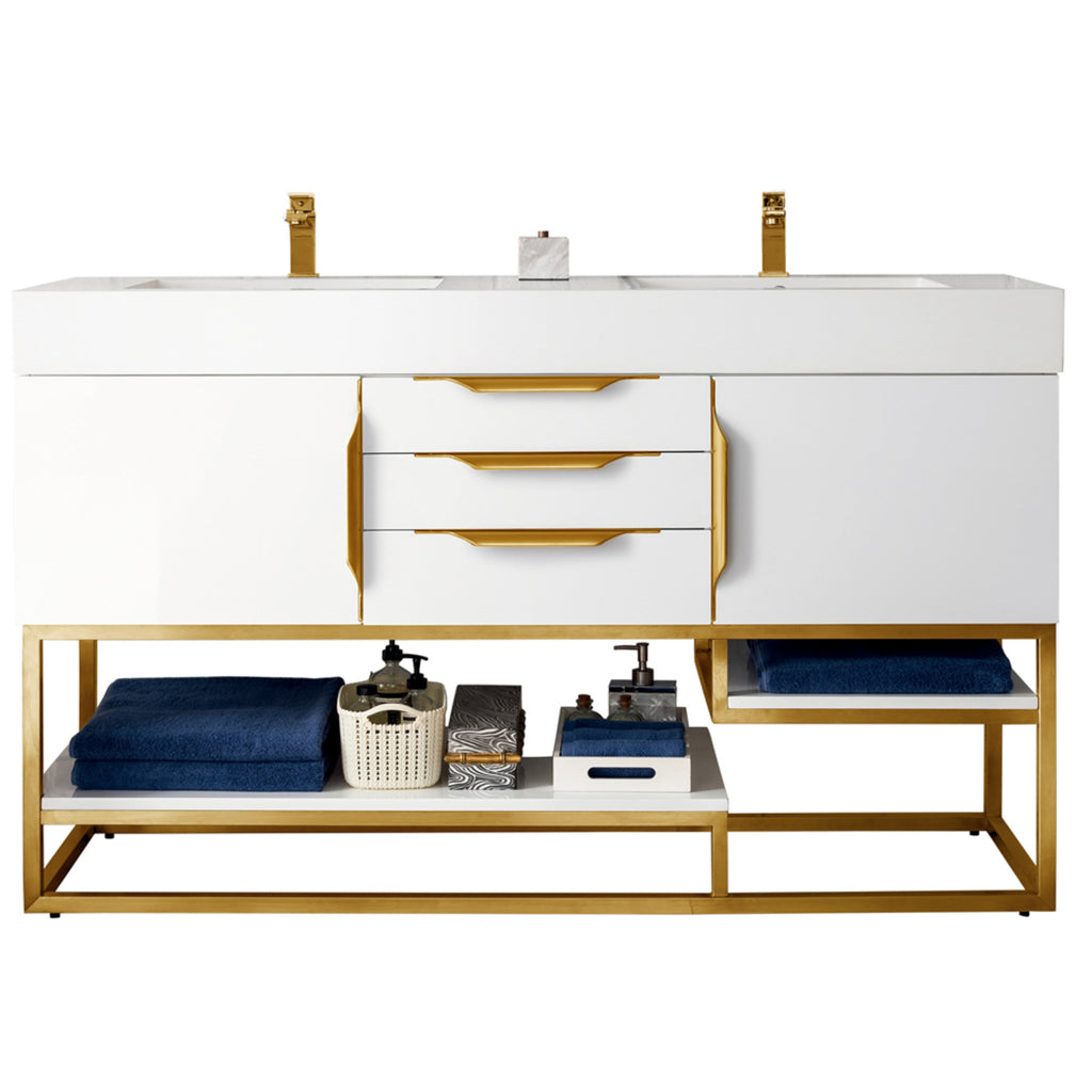 Glossy White / Radiant Gold - 1 Faucet Hole