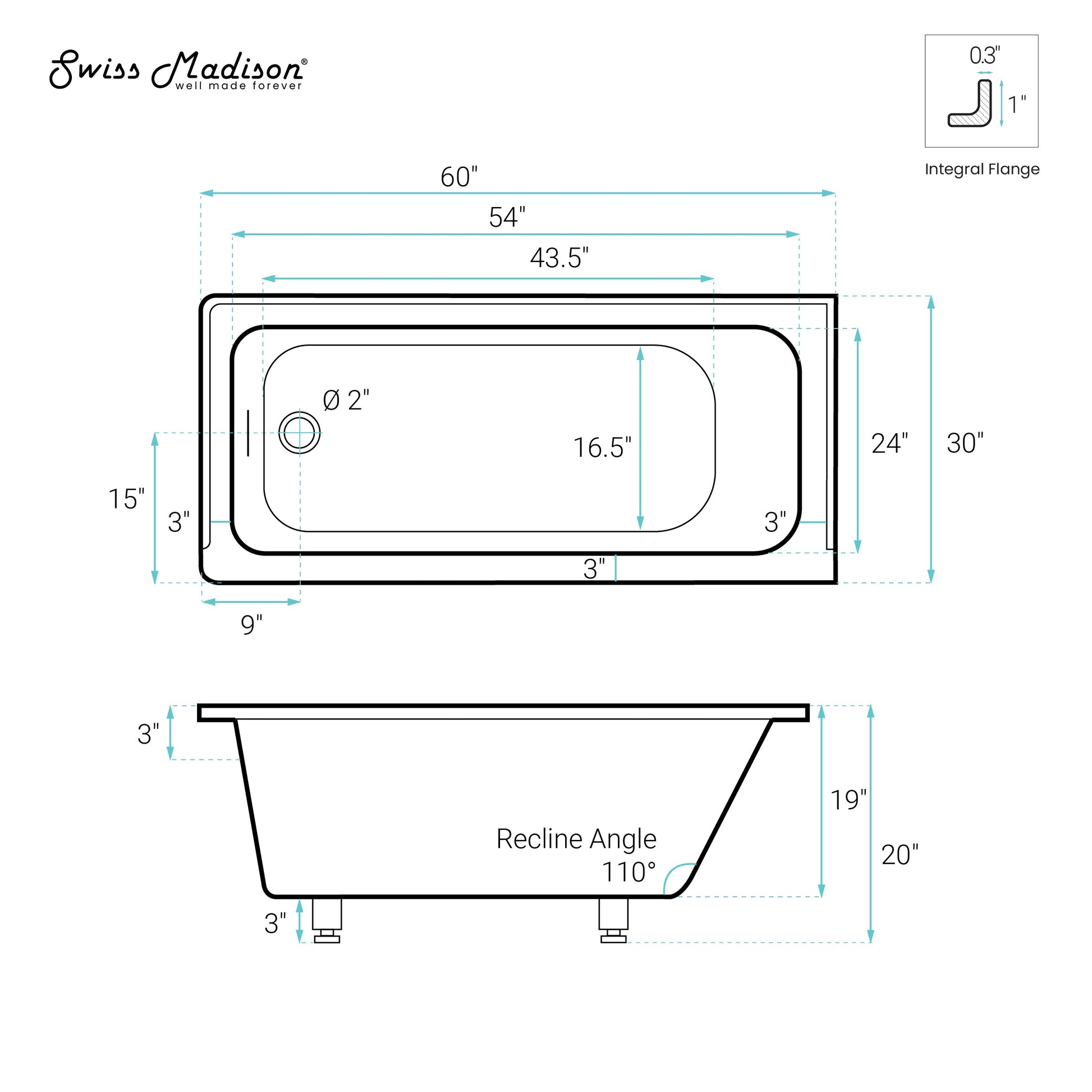 Glossy White / Alcove - No Apron / Left